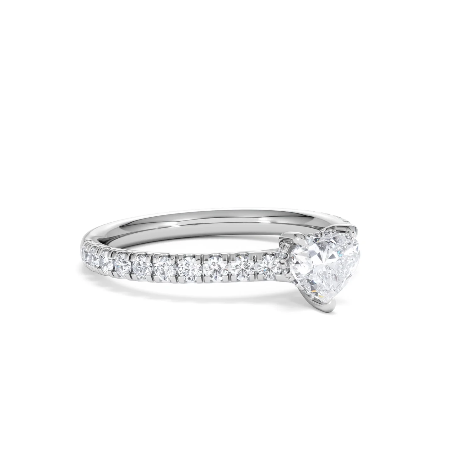 Amora Heart 0.97ct Hidden Halo Lab Diamond Engagement Ring With Side Stones Set in 18K White Gold - Image 15