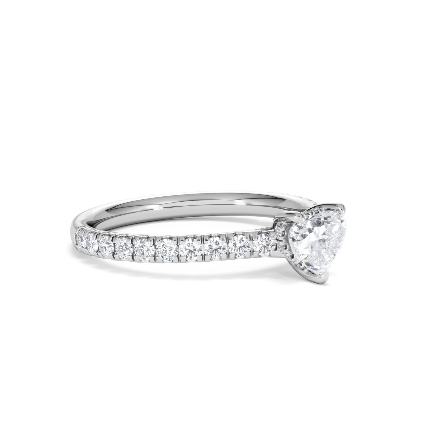 Amora Heart 0.97ct Hidden Halo Lab Diamond Engagement Ring With Side Stones Set in 18K White Gold - Image 17