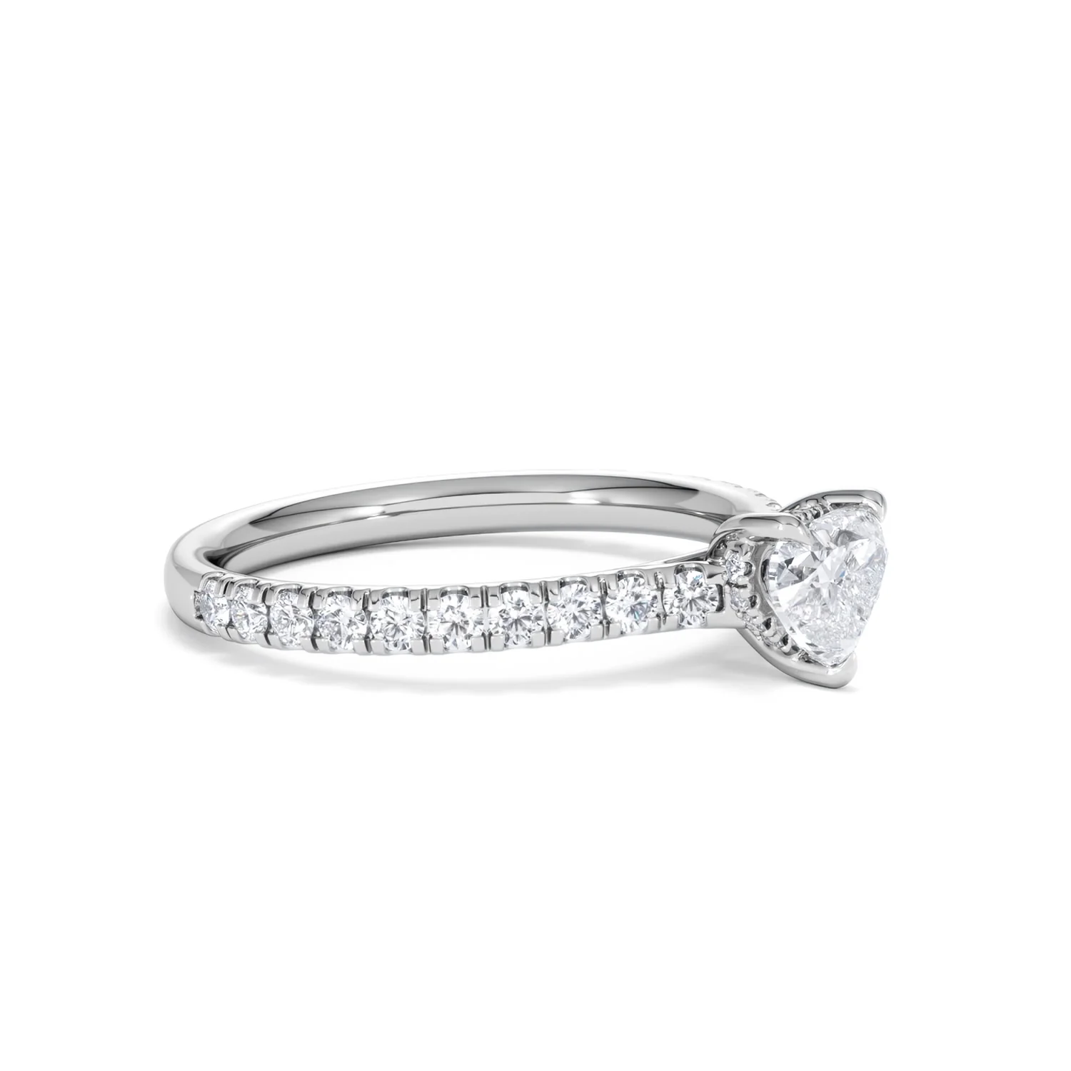 Amora Heart 0.97ct Hidden Halo Lab Diamond Engagement Ring With Side Stones Set in 18K White Gold - Image 19