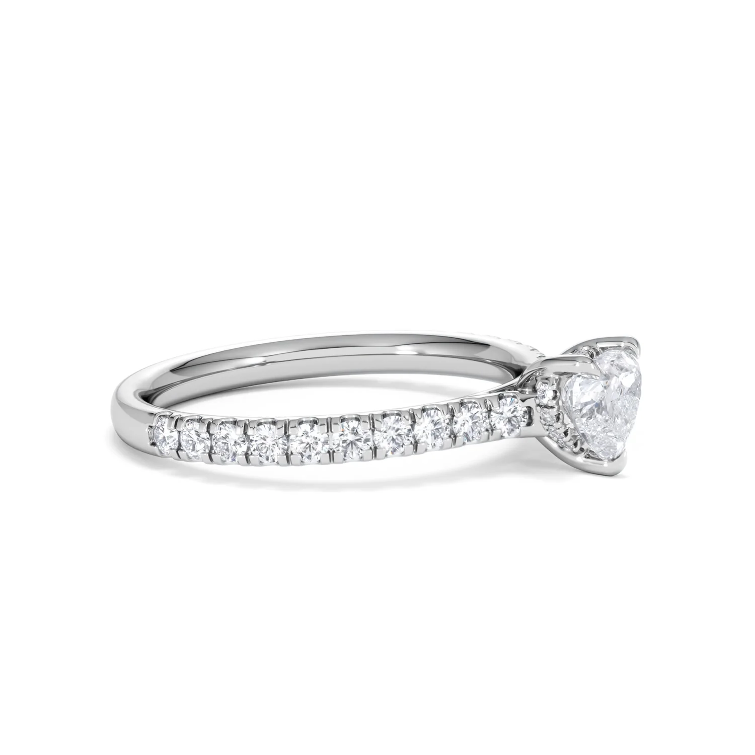 Amora Heart 0.97ct Hidden Halo Lab Diamond Engagement Ring With Side Stones Set in 18K White Gold - Image 21
