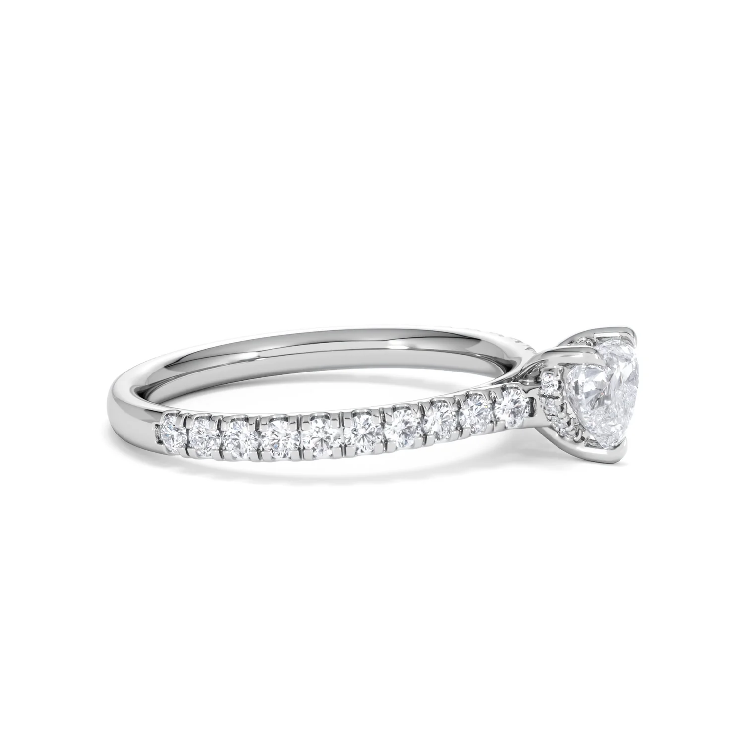 Amora Heart 0.97ct Hidden Halo Lab Diamond Engagement Ring With Side Stones Set in 18K White Gold - Image 22