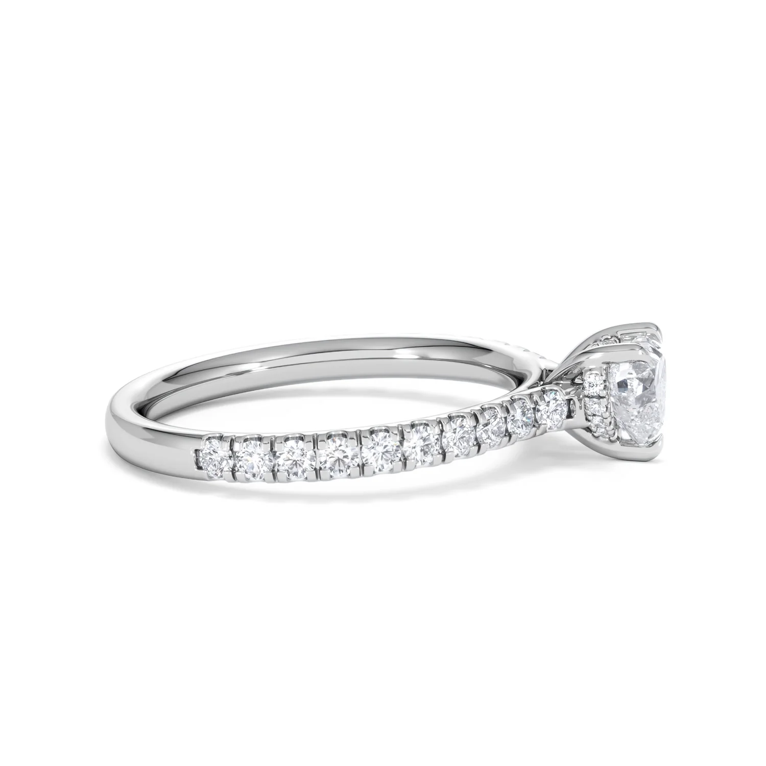 Amora Heart 0.97ct Hidden Halo Lab Diamond Engagement Ring With Side Stones Set in 18K White Gold - Image 25