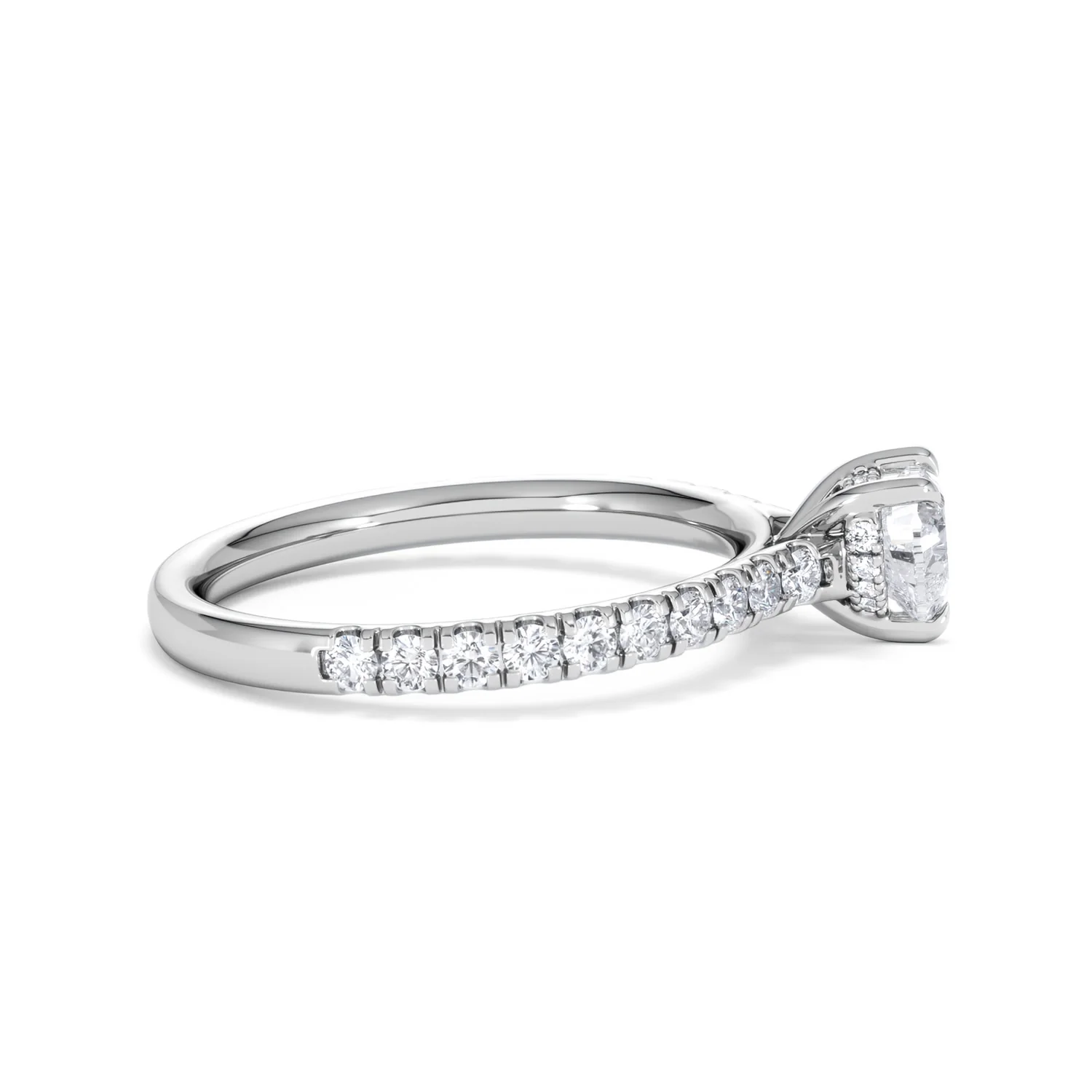 Amora Heart 0.97ct Hidden Halo Lab Diamond Engagement Ring With Side Stones Set in 18K White Gold - Image 27