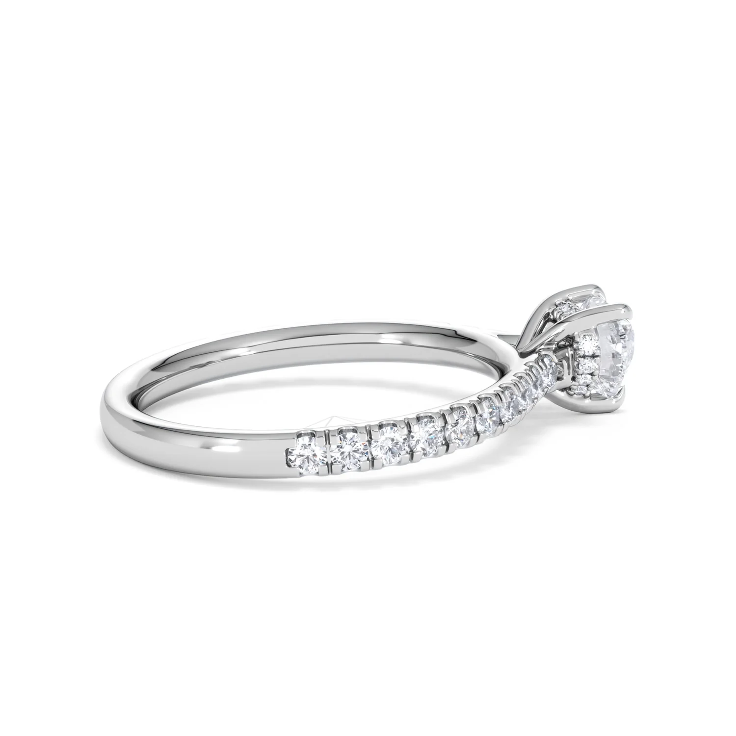 Amora Heart 0.97ct Hidden Halo Lab Diamond Engagement Ring With Side Stones Set in 18K White Gold - Image 31