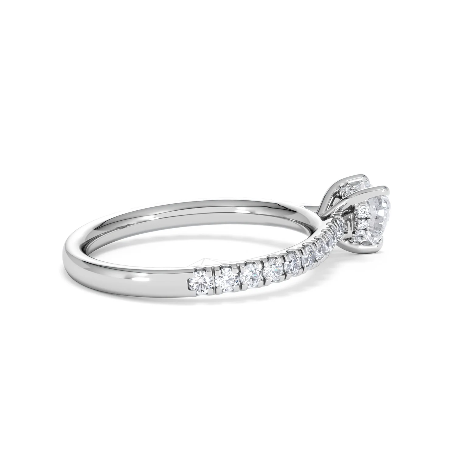 Amora Heart 0.97ct Hidden Halo Lab Diamond Engagement Ring With Side Stones Set in 18K White Gold - Image 32