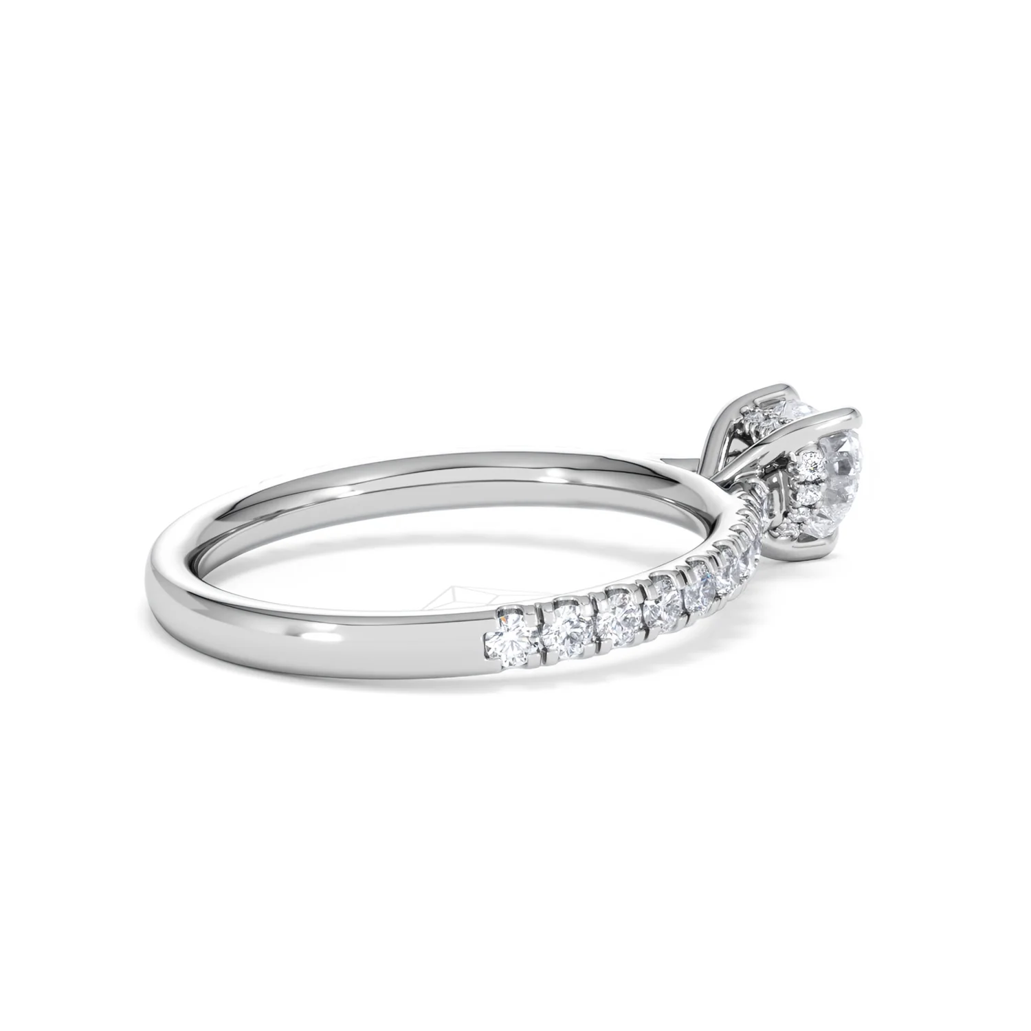 Amora Heart 0.97ct Hidden Halo Lab Diamond Engagement Ring With Side Stones Set in 18K White Gold - Image 34