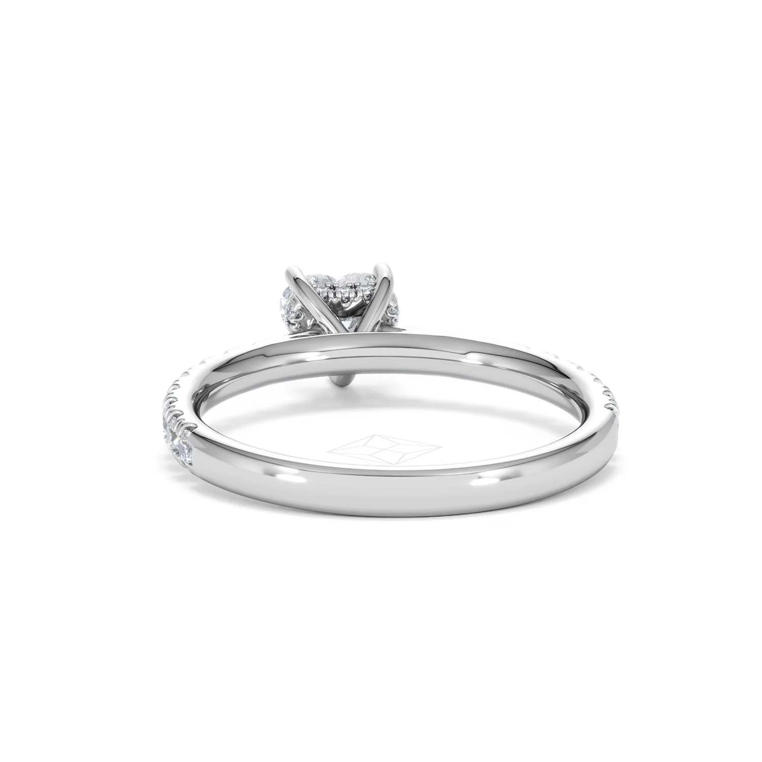 Amora Heart 0.97ct Hidden Halo Lab Diamond Engagement Ring With Side Stones Set in 18K White Gold - Image 50
