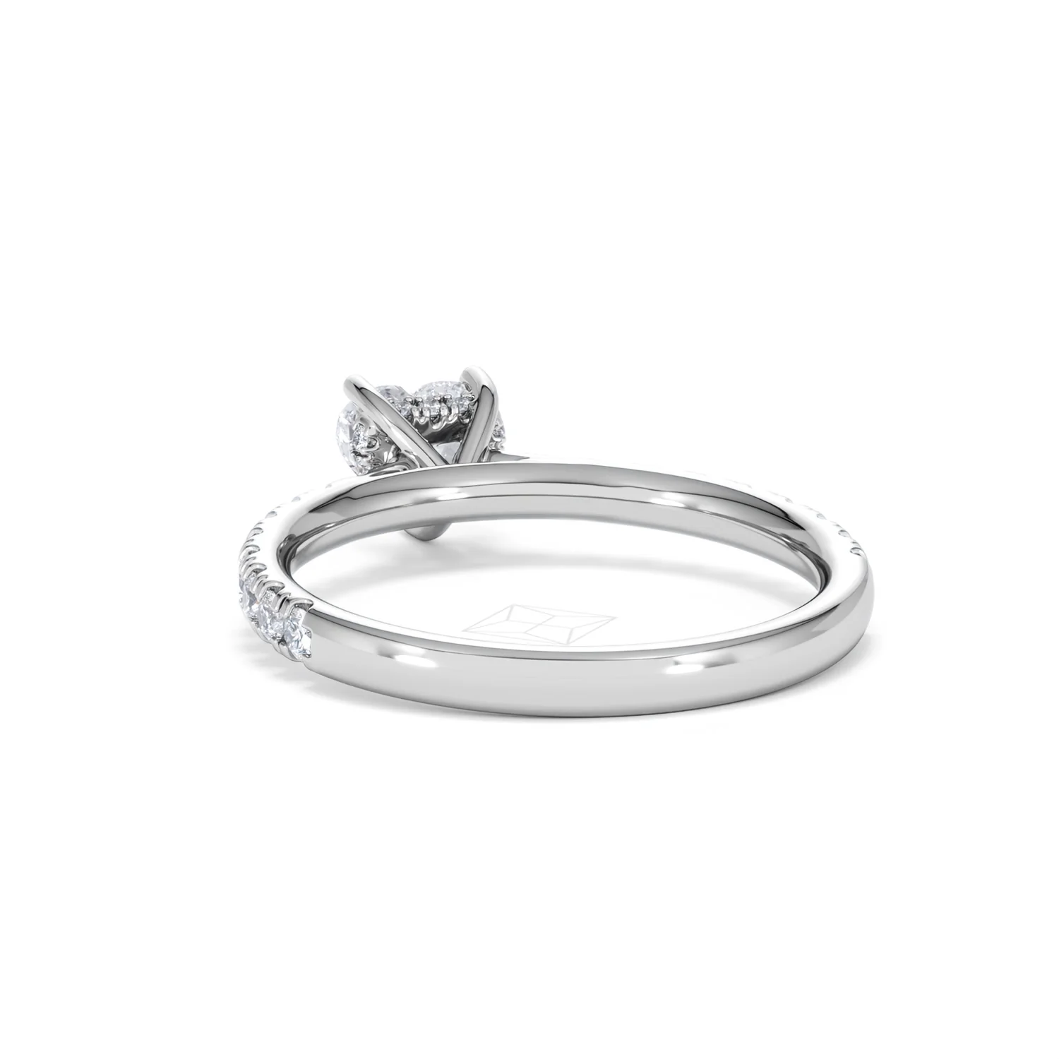 Amora Heart 0.97ct Hidden Halo Lab Diamond Engagement Ring With Side Stones Set in 18K White Gold - Image 52
