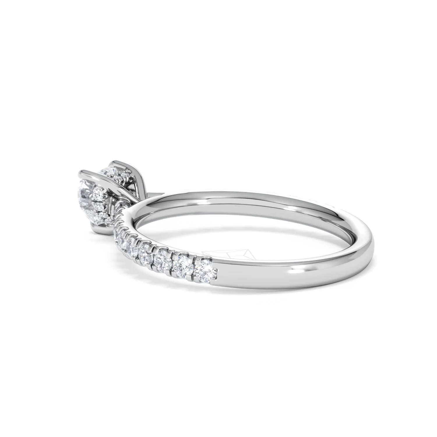 Amora Heart 0.97ct Hidden Halo Lab Diamond Engagement Ring With Side Stones Set in 18K White Gold - Image 60