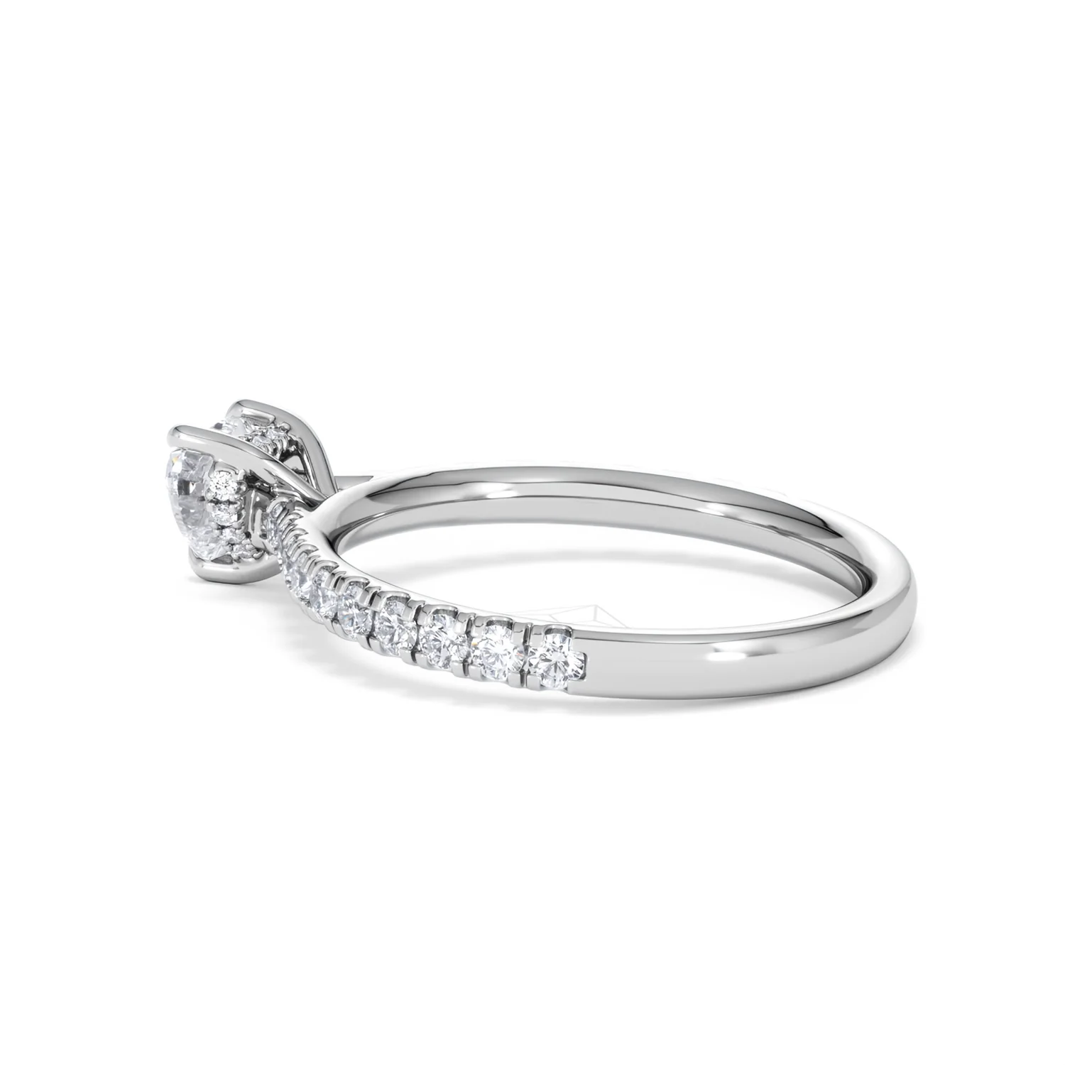 Amora Heart 0.97ct Hidden Halo Lab Diamond Engagement Ring With Side Stones Set in 18K White Gold - Image 62