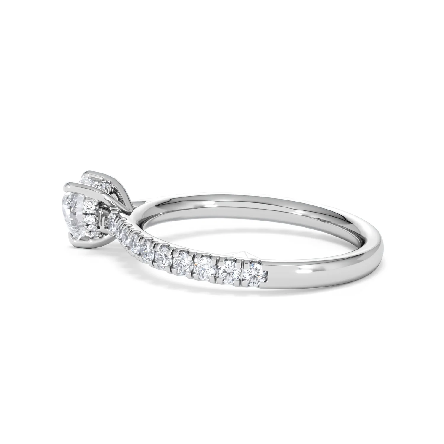 Amora Heart 0.97ct Hidden Halo Lab Diamond Engagement Ring With Side Stones Set in 18K White Gold - Image 64