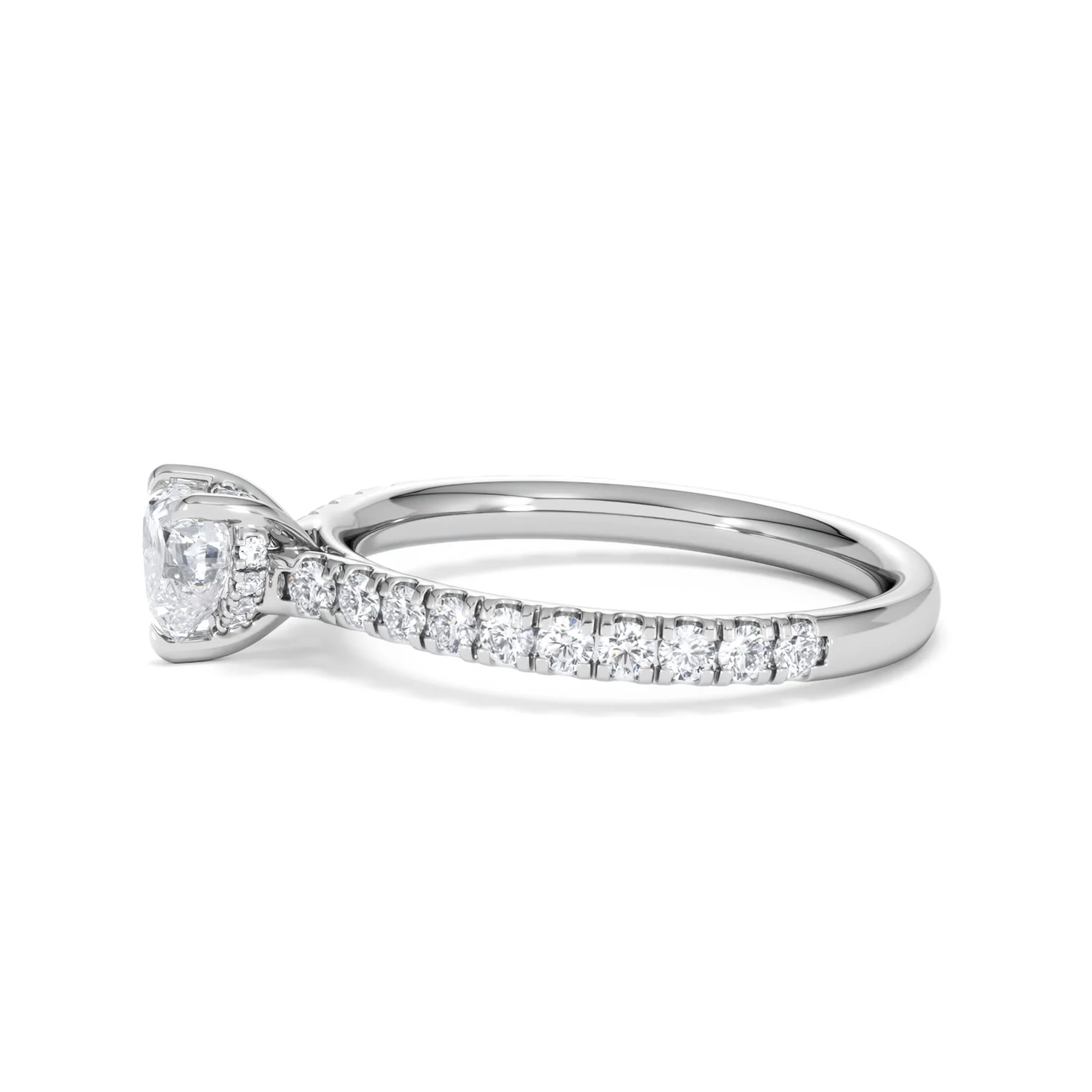 Amora Heart 0.97ct Hidden Halo Lab Diamond Engagement Ring With Side Stones Set in 18K White Gold - Image 71