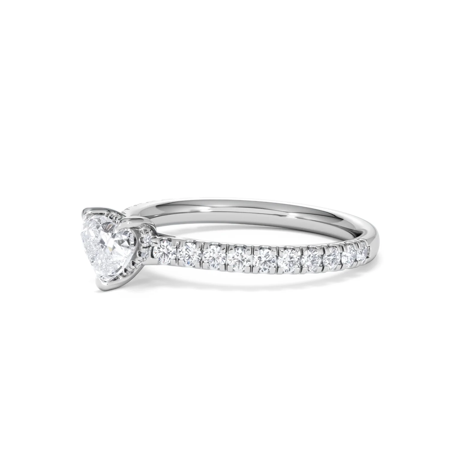 Amora Heart 0.97ct Hidden Halo Lab Diamond Engagement Ring With Side Stones Set in 18K White Gold - Image 77