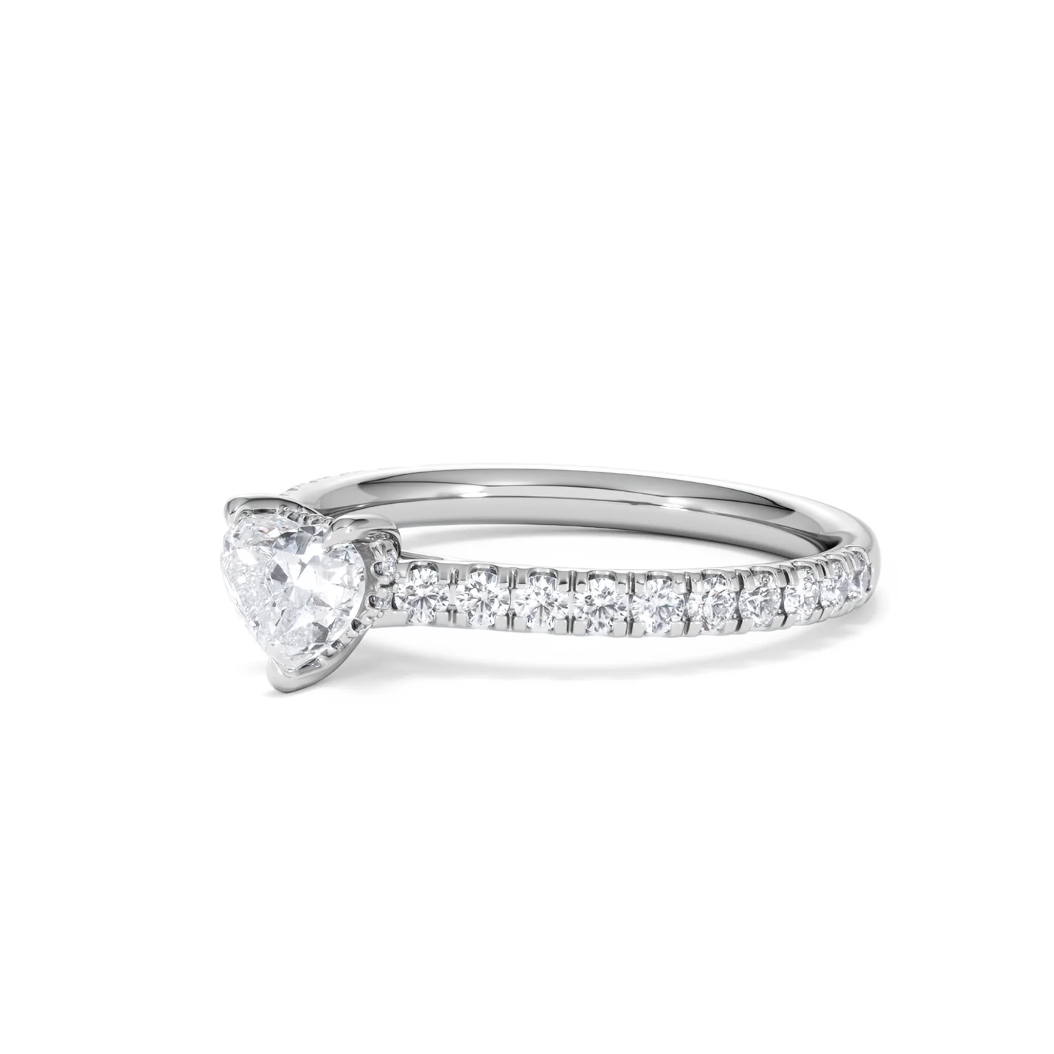 Amora Heart 0.97ct Hidden Halo Lab Diamond Engagement Ring With Side Stones Set in 18K White Gold - Image 79