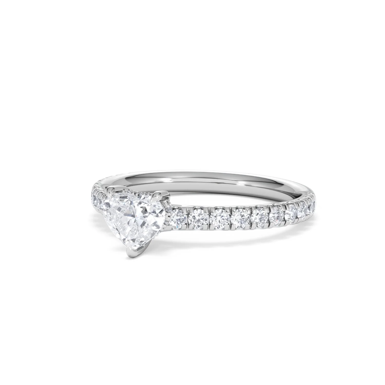 Amora Heart 0.97ct Hidden Halo Lab Diamond Engagement Ring With Side Stones Set in 18K White Gold - Image 82