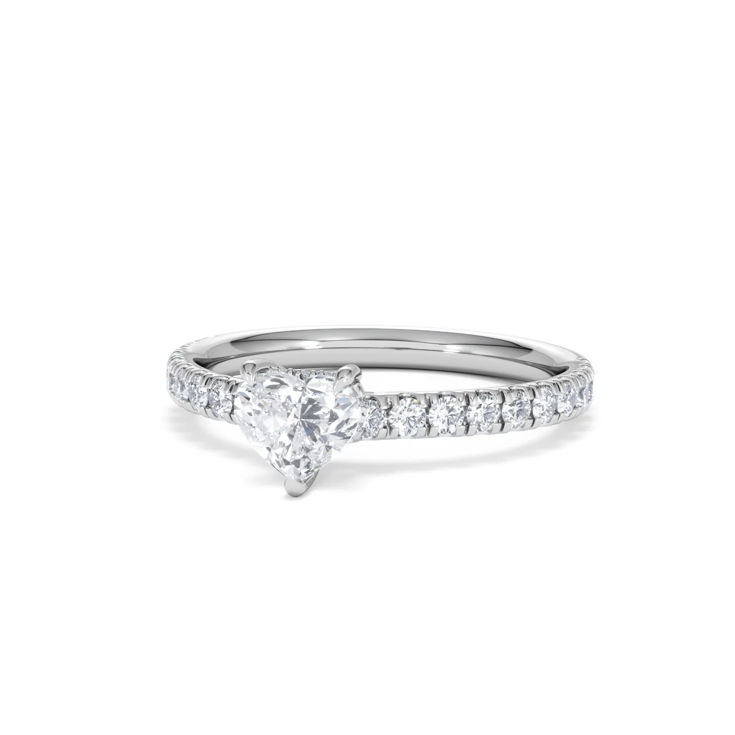 Amora Heart 0.97ct Hidden Halo Lab Diamond Engagement Ring With Side Stones Set in 18K White Gold - Image 84
