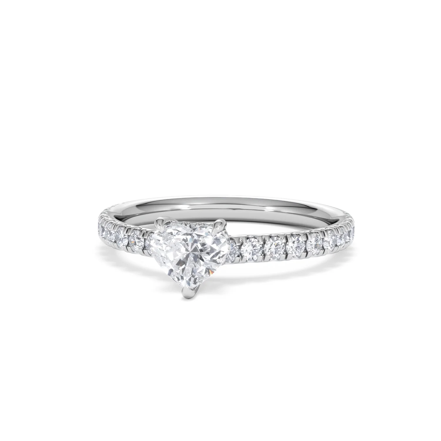 Amora Heart 0.97ct Hidden Halo Lab Diamond Engagement Ring With Side Stones Set in 18K White Gold - Image 85