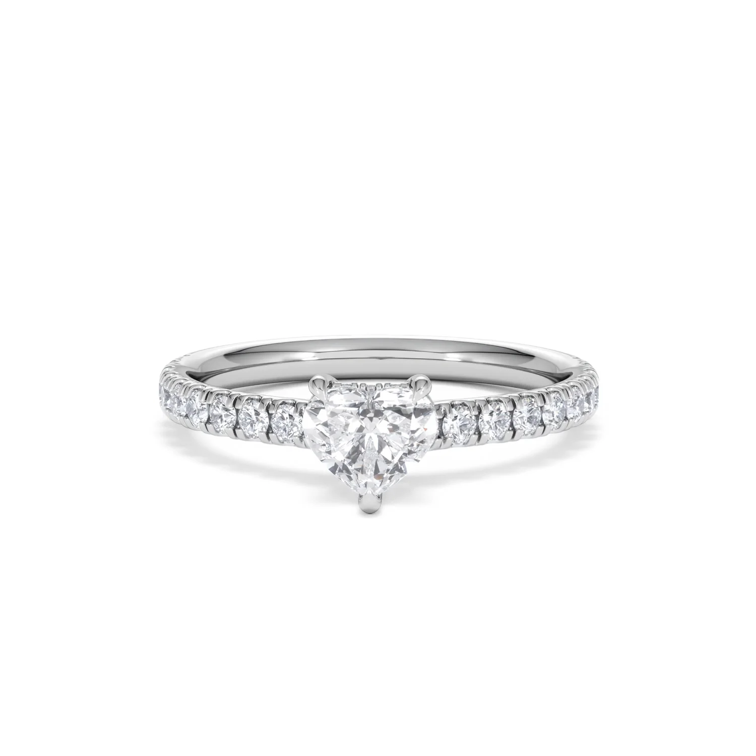 Amora Heart 0.97ct Hidden Halo Lab Diamond Engagement Ring With Side Stones Set in 18K White Gold - Image 87