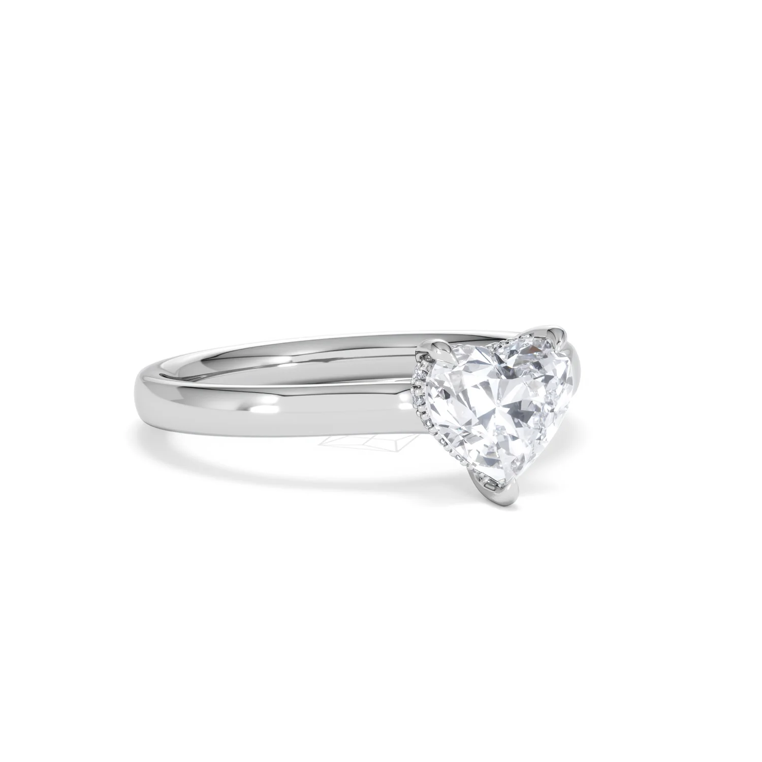 Amora Heart 1.00ct Hidden Halo Lab Diamond Engagement Ring F/VS Set in 18K White Gold - Image 14