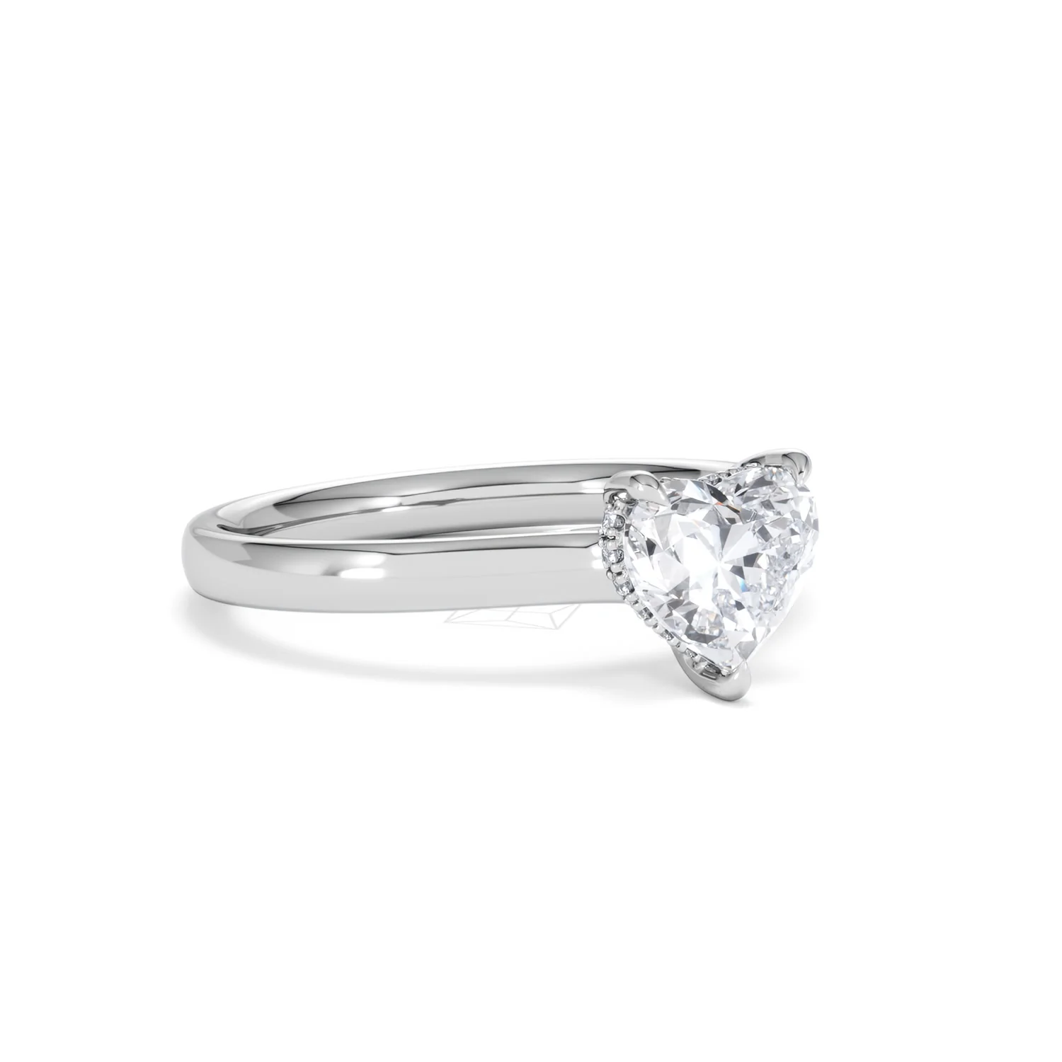 Amora Heart 1.00ct Hidden Halo Lab Diamond Engagement Ring F/VS Set in 18K White Gold - Image 15