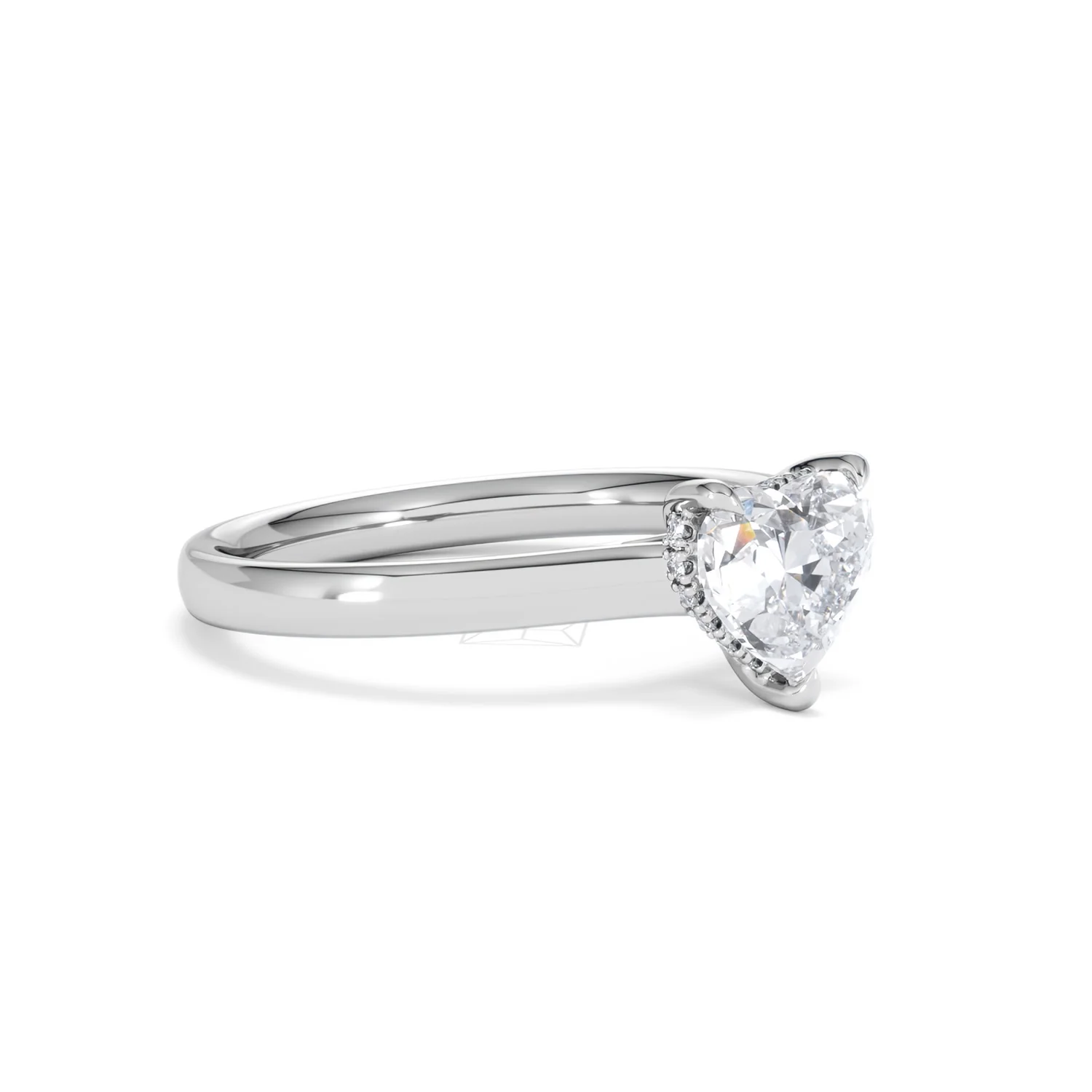Amora Heart 1.00ct Hidden Halo Lab Diamond Engagement Ring F/VS Set in 18K White Gold - Image 17