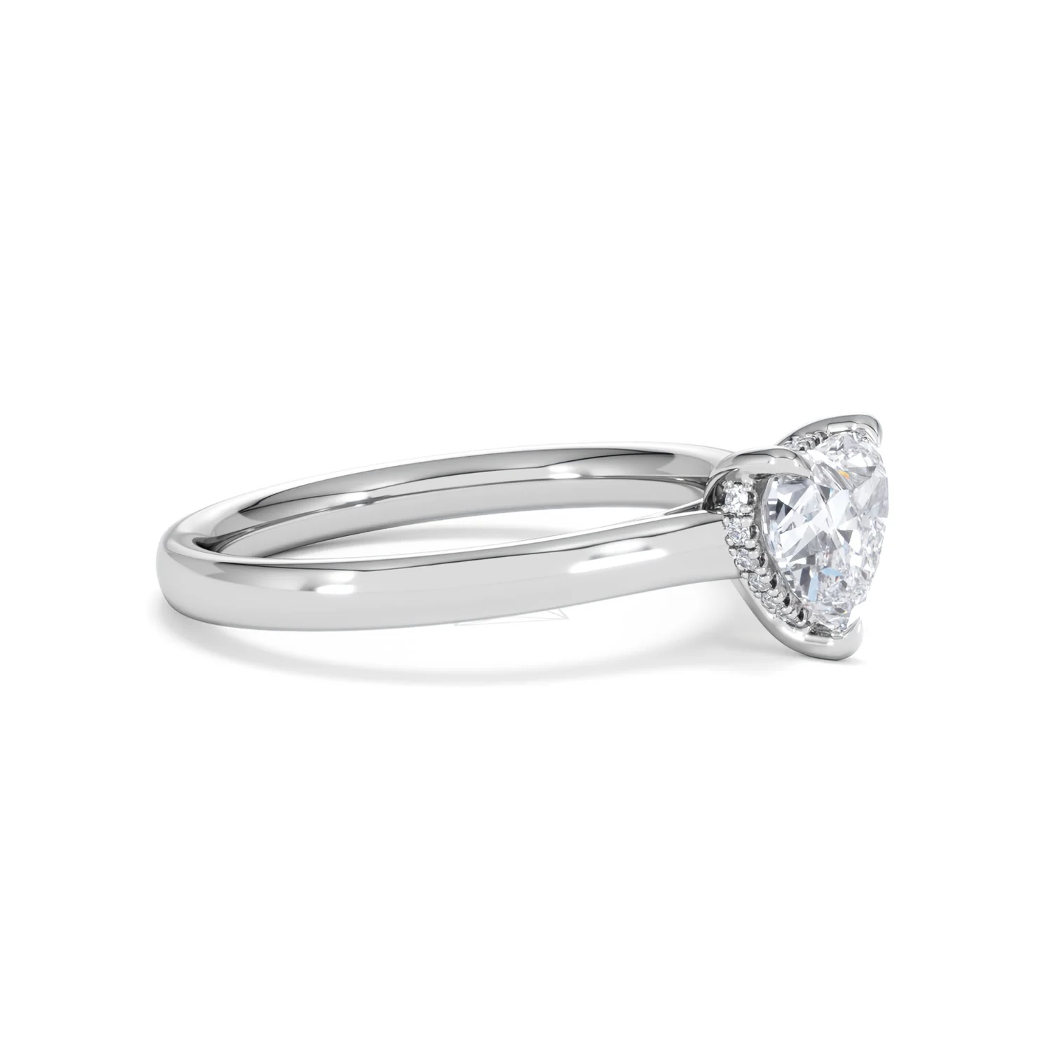 Amora Heart 1.00ct Hidden Halo Lab Diamond Engagement Ring F/VS Set in 18K White Gold - Image 21