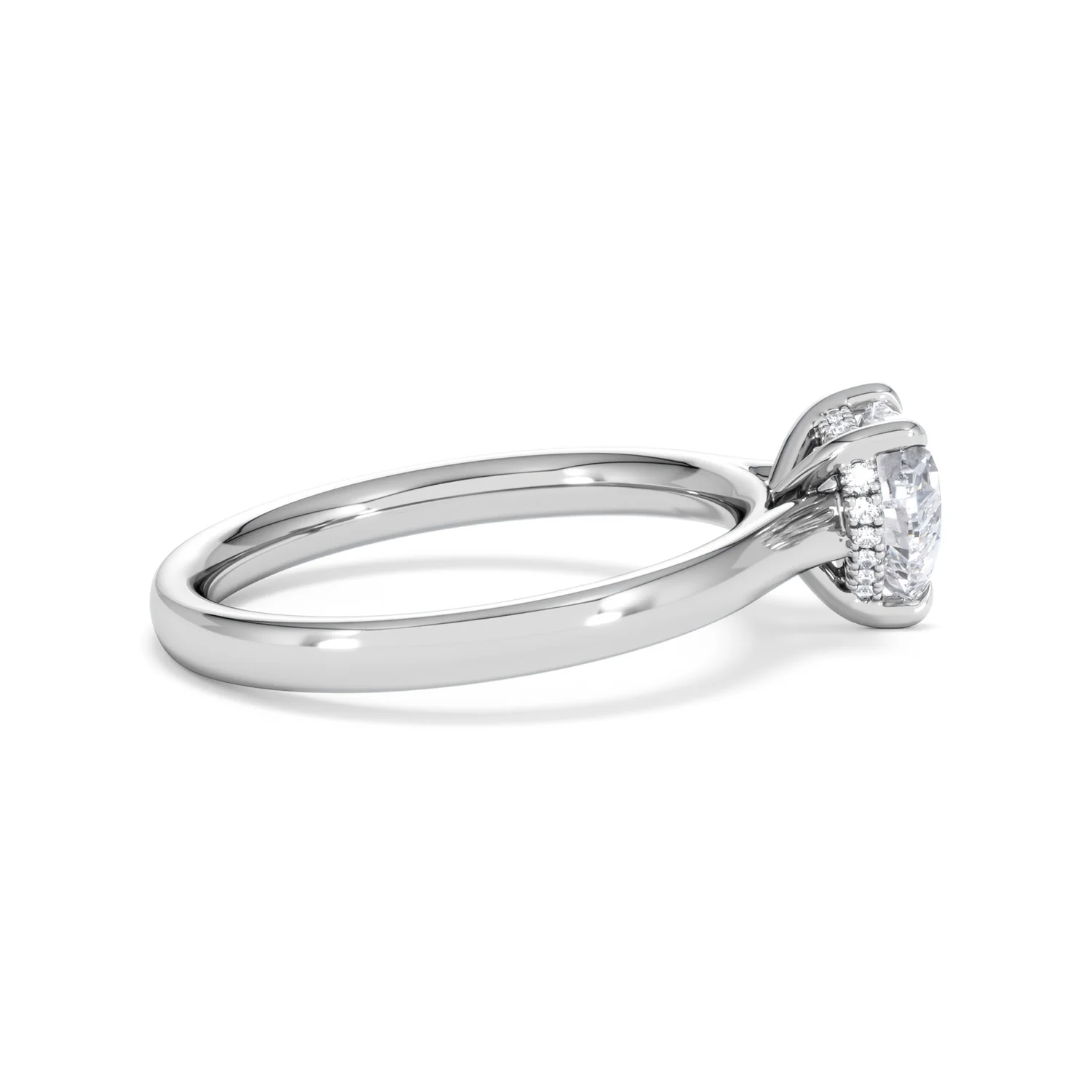Amora Heart 1.00ct Hidden Halo Lab Diamond Engagement Ring F/VS Set in 18K White Gold - Image 29