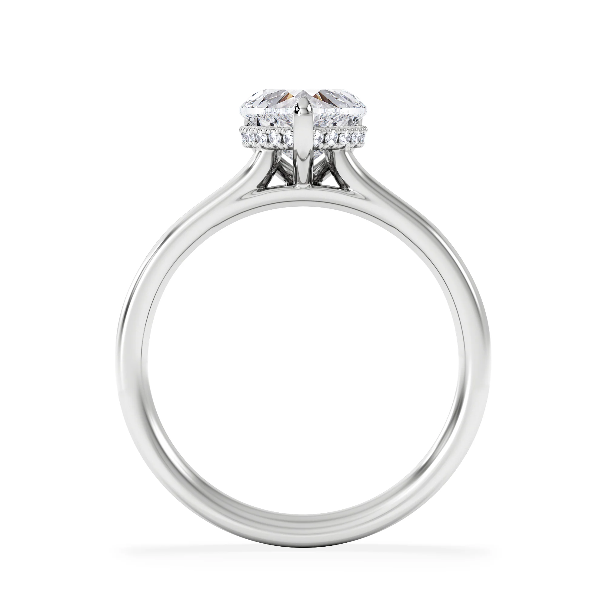 Amora Heart 1.00ct Hidden Halo Lab Diamond Engagement Ring F/VS Set in 18K White Gold - Image 3
