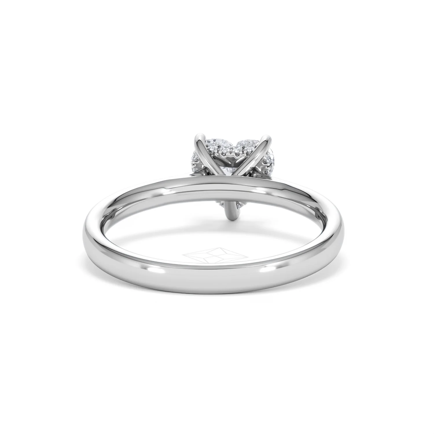 Amora Heart 1.00ct Hidden Halo Lab Diamond Engagement Ring F/VS Set in 18K White Gold - Image 46