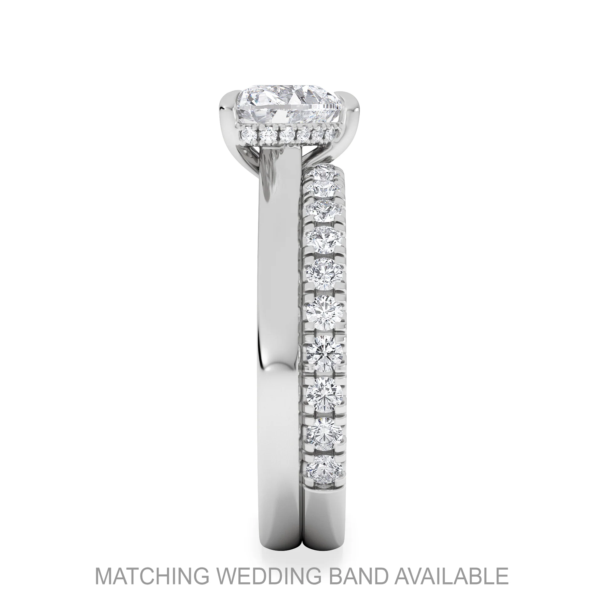 Amora Heart 1.00ct Hidden Halo Lab Diamond Engagement Ring F/VS Set in 18K White Gold - Image 5