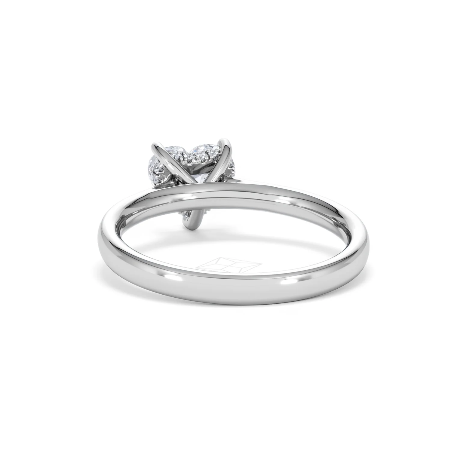 Amora Heart 1.00ct Hidden Halo Lab Diamond Engagement Ring F/VS Set in 18K White Gold - Image 51