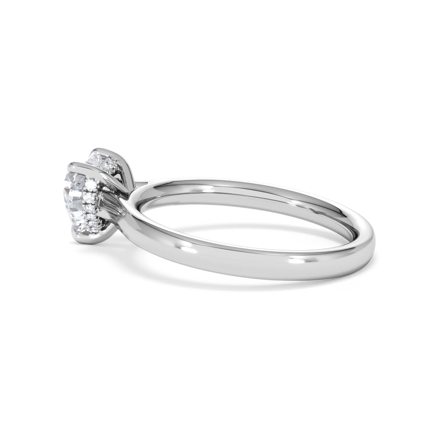 Amora Heart 1.00ct Hidden Halo Lab Diamond Engagement Ring F/VS Set in 18K White Gold - Image 64