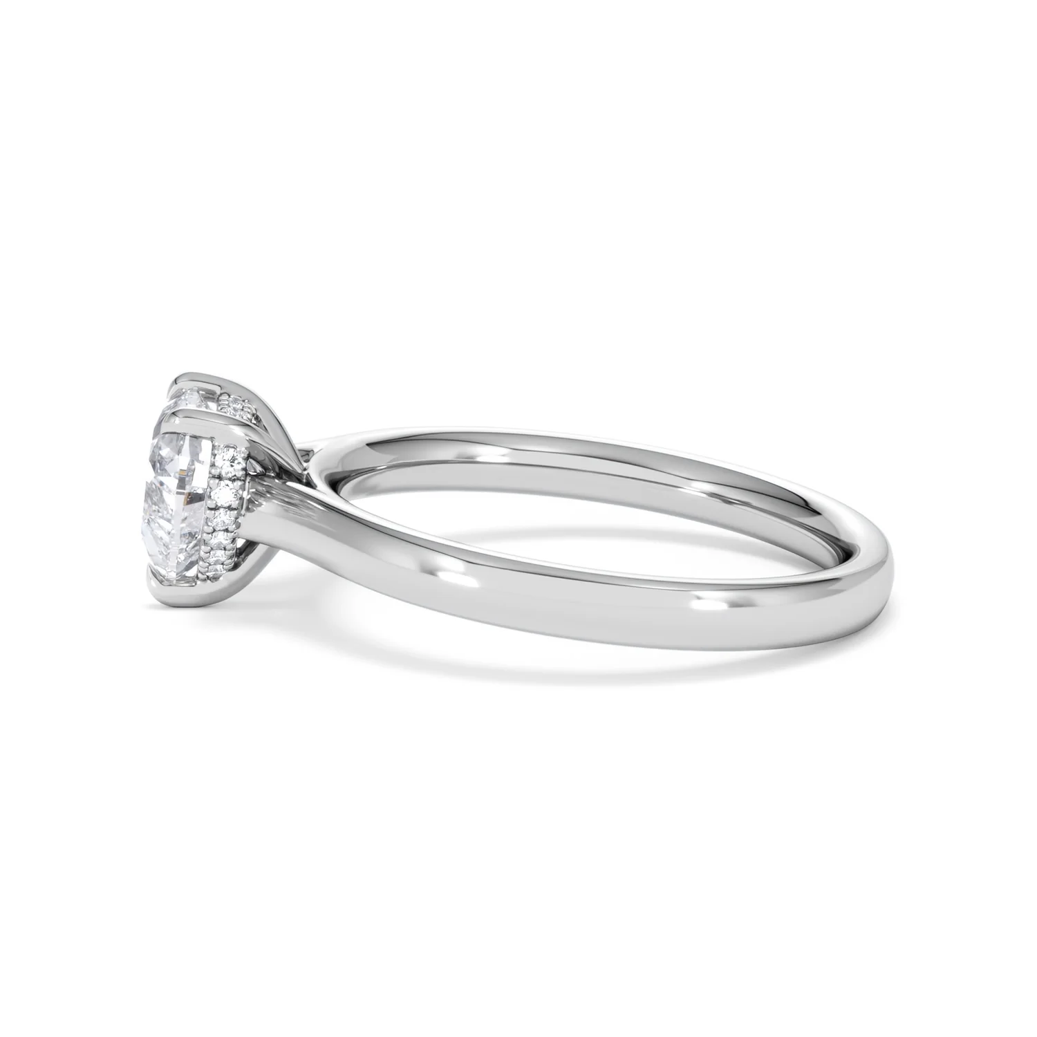 Amora Heart 1.00ct Hidden Halo Lab Diamond Engagement Ring F/VS Set in 18K White Gold - Image 68