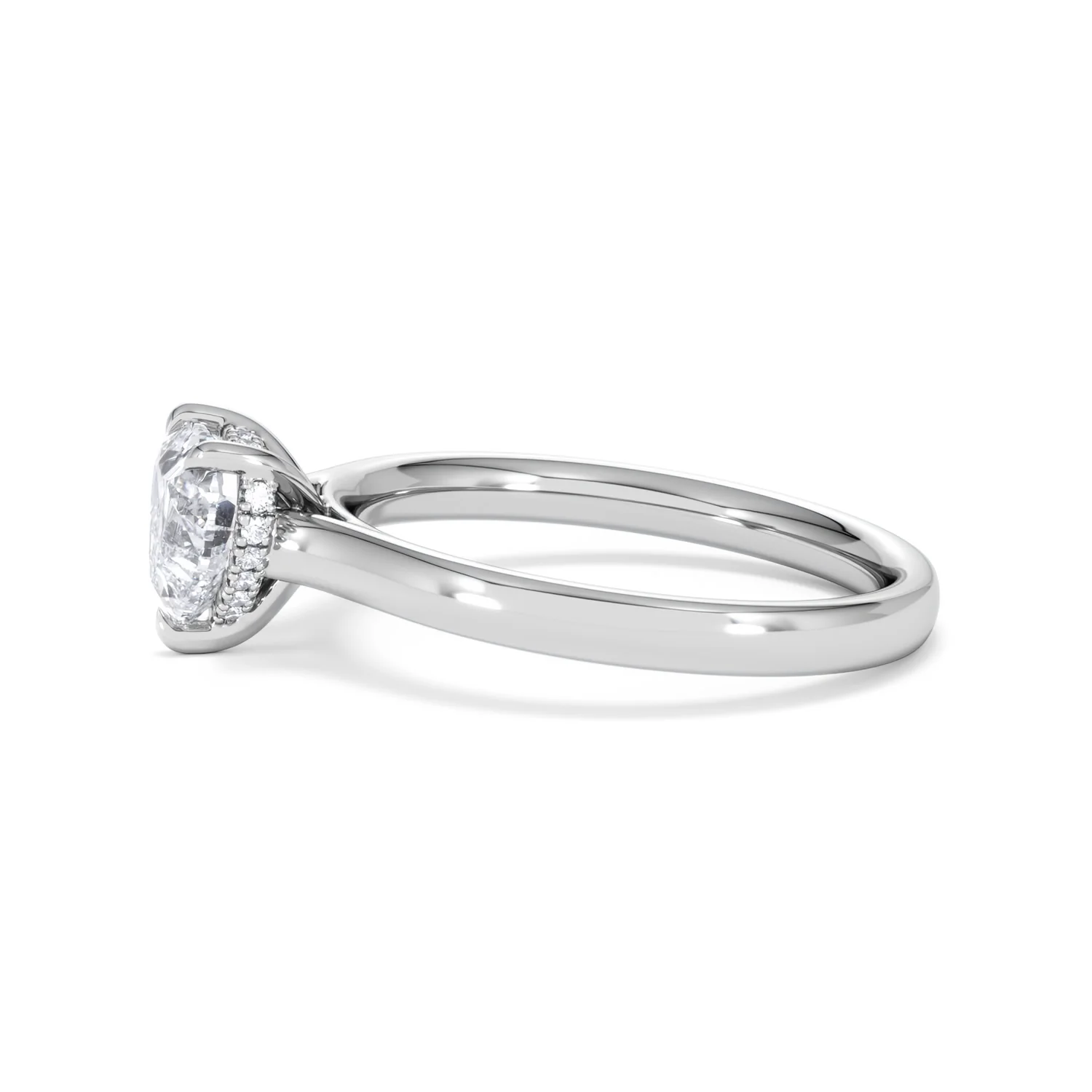 Amora Heart 1.00ct Hidden Halo Lab Diamond Engagement Ring F/VS Set in 18K White Gold - Image 70