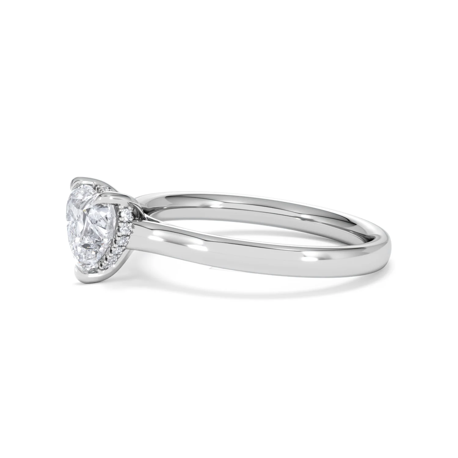 Amora Heart 1.00ct Hidden Halo Lab Diamond Engagement Ring F/VS Set in 18K White Gold - Image 73