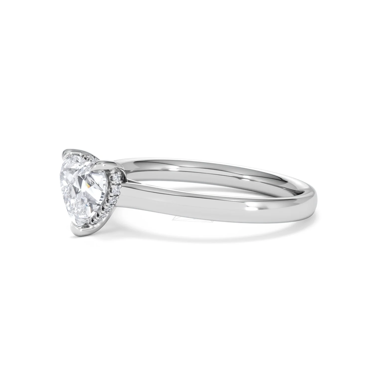 Amora Heart 1.00ct Hidden Halo Lab Diamond Engagement Ring F/VS Set in 18K White Gold - Image 75
