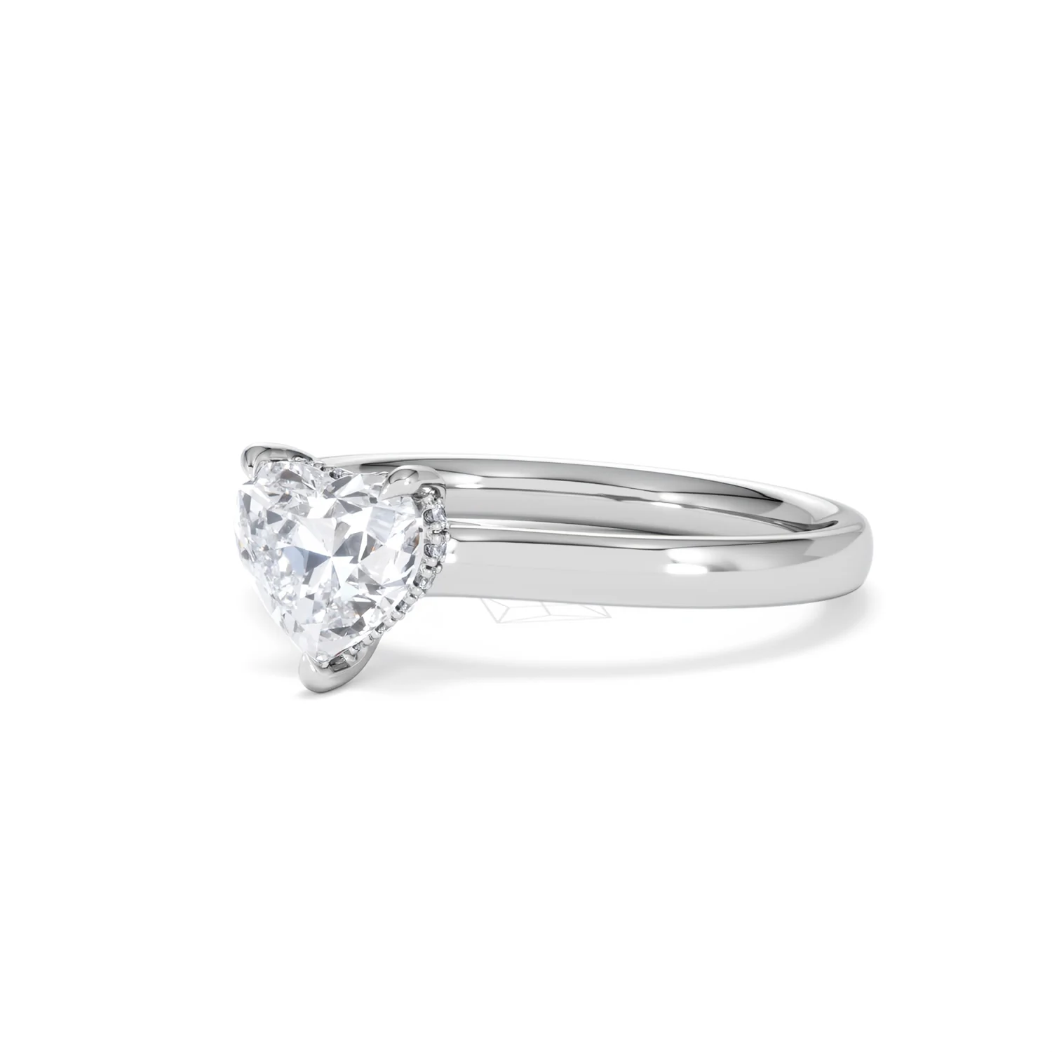 Amora Heart 1.00ct Hidden Halo Lab Diamond Engagement Ring F/VS Set in 18K White Gold - Image 80