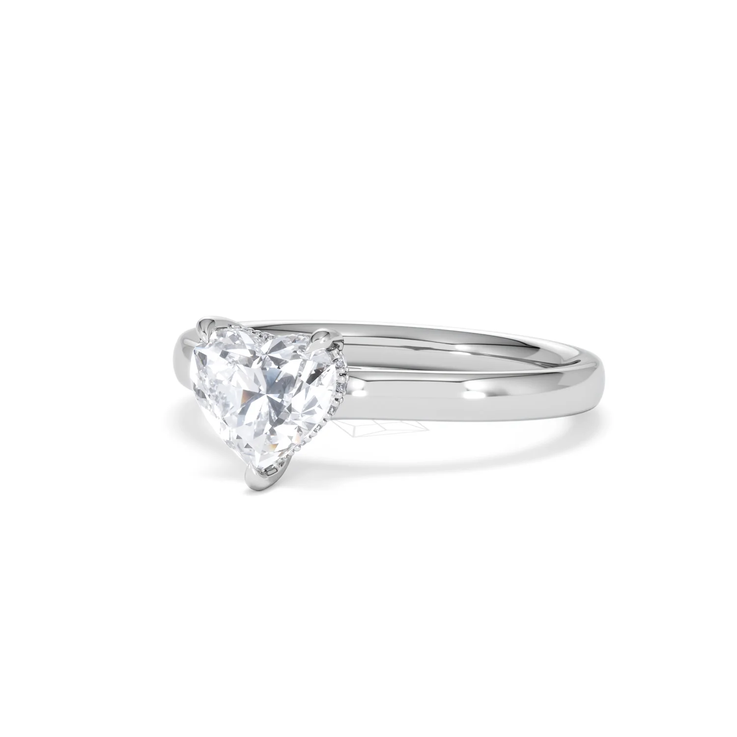 Amora Heart 1.00ct Hidden Halo Lab Diamond Engagement Ring F/VS Set in 18K White Gold - Image 82
