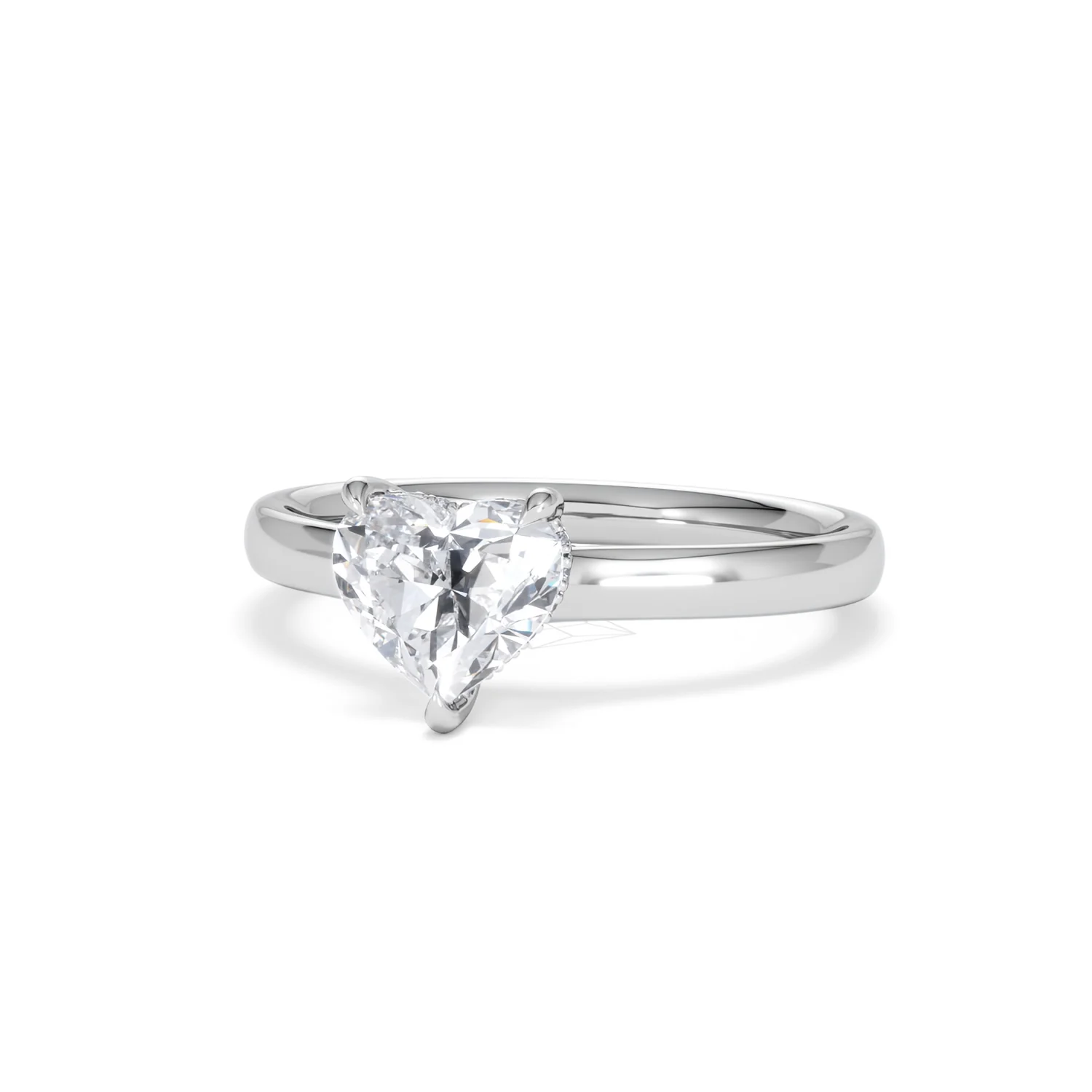 Amora Heart 1.00ct Hidden Halo Lab Diamond Engagement Ring F/VS Set in 18K White Gold - Image 84