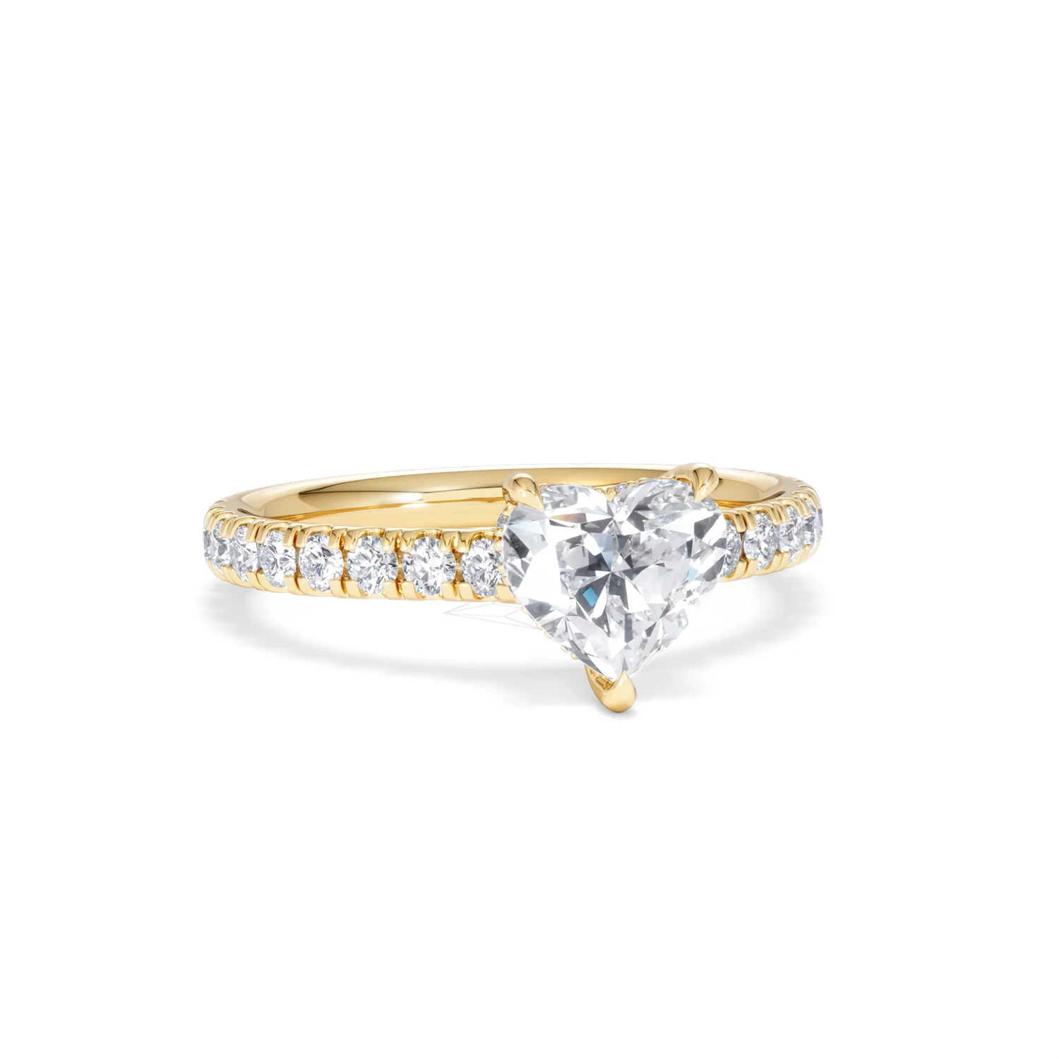 Amora Heart 1.47ct Hidden Halo Lab Diamond Engagement Ring With Side Stones Set in 18K Gold - Image 11