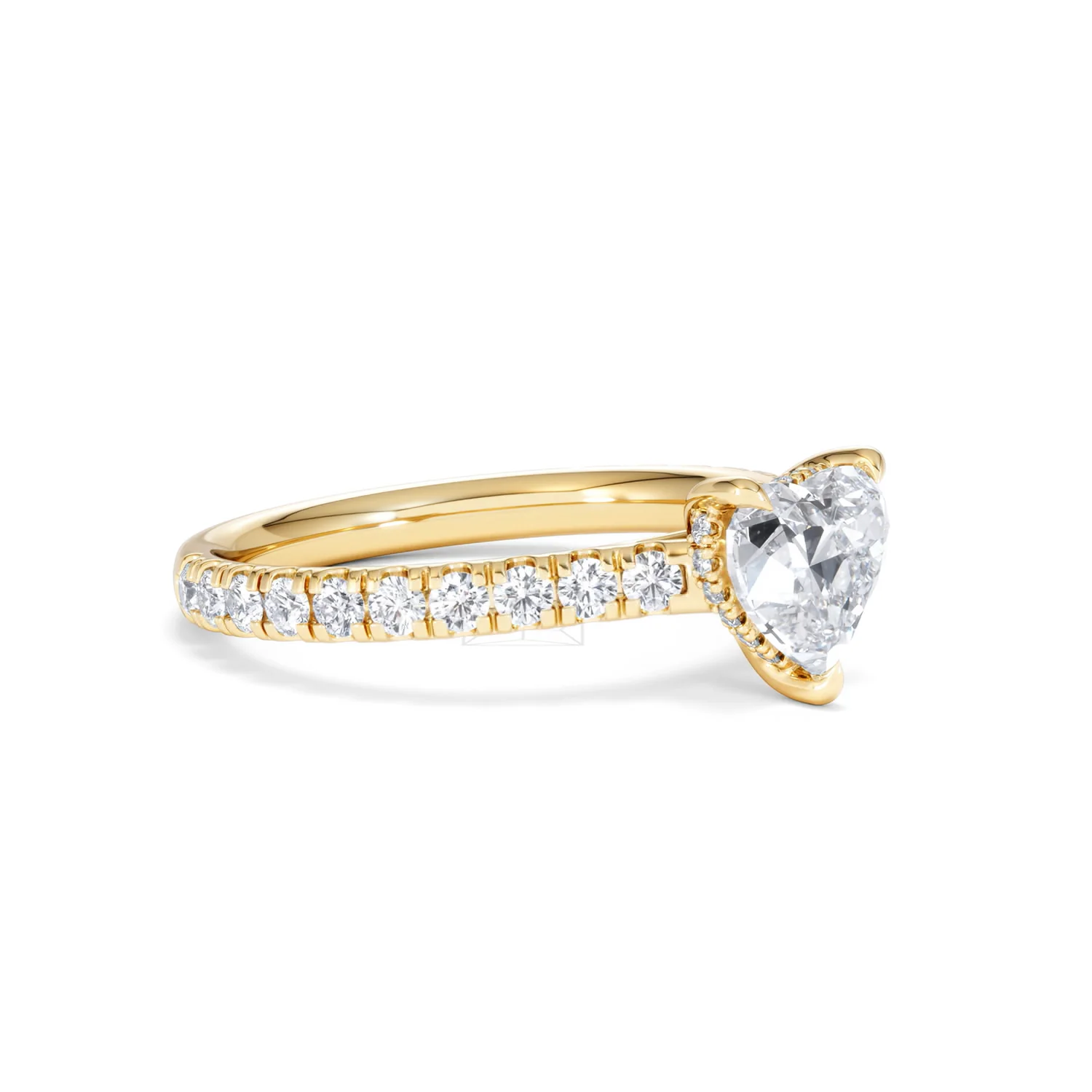 Amora Heart 1.47ct Hidden Halo Lab Diamond Engagement Ring With Side Stones Set in 18K Gold - Image 18