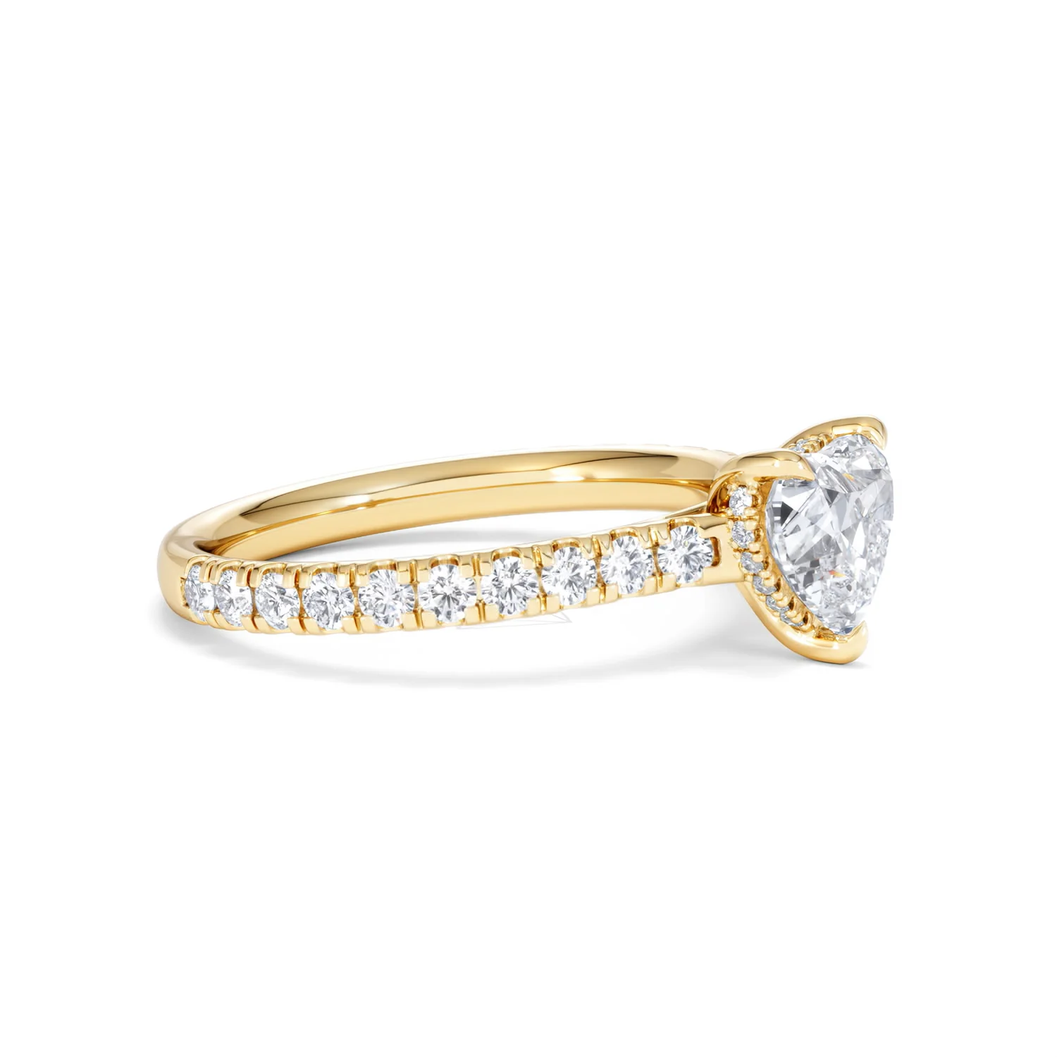Amora Heart 1.47ct Hidden Halo Lab Diamond Engagement Ring With Side Stones Set in 18K Gold - Image 21