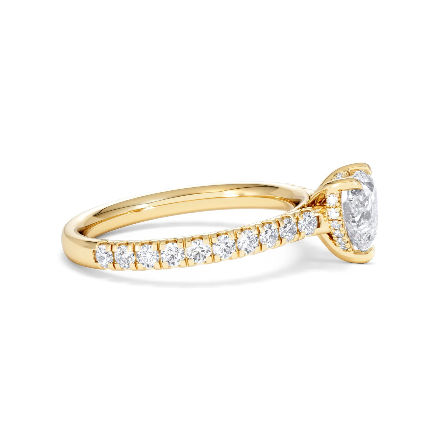 Amora Heart 1.47ct Hidden Halo Lab Diamond Engagement Ring With Side Stones Set in 18K Gold - Image 25