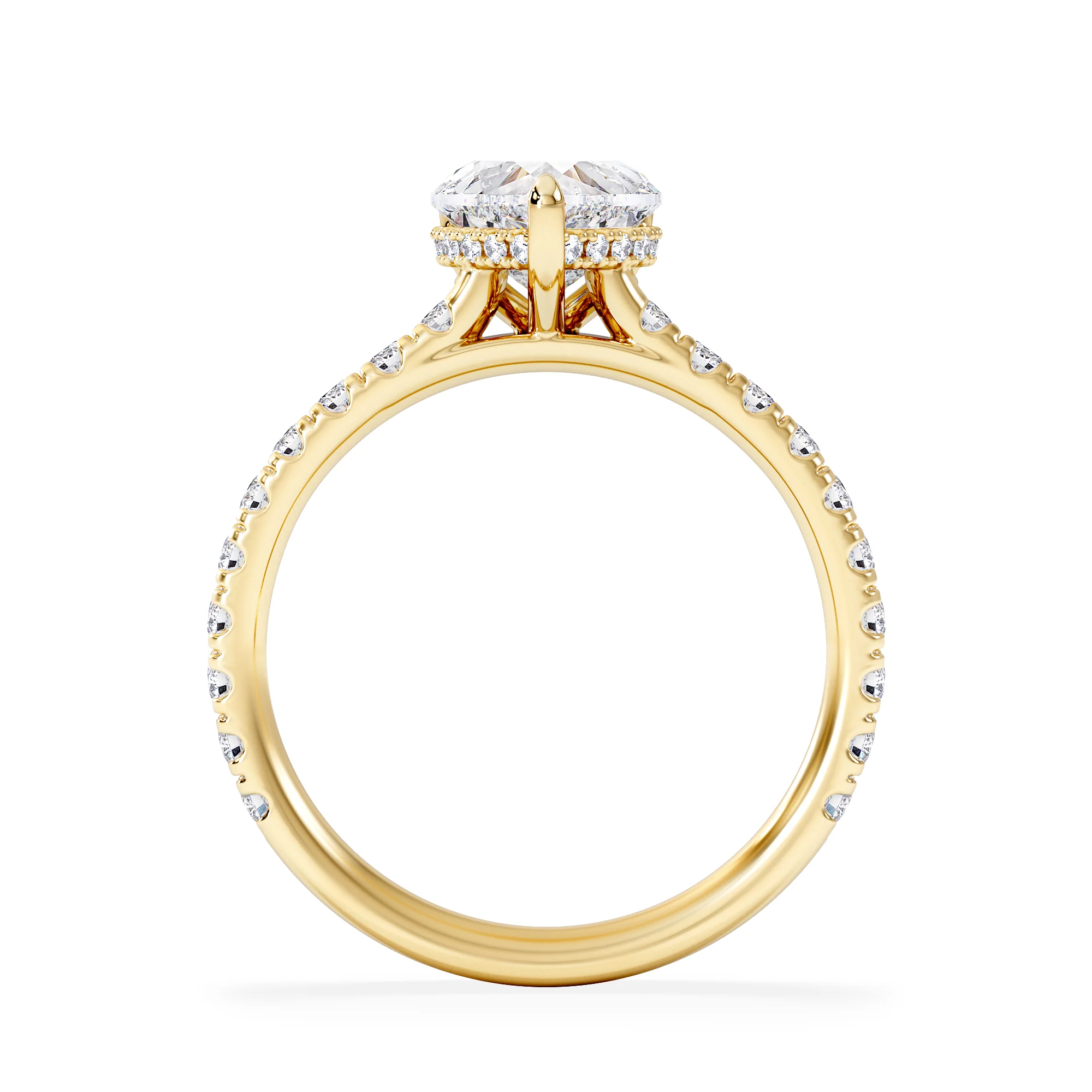 Amora Heart 1.47ct Hidden Halo Lab Diamond Engagement Ring With Side Stones Set in 18K Gold - Image 3