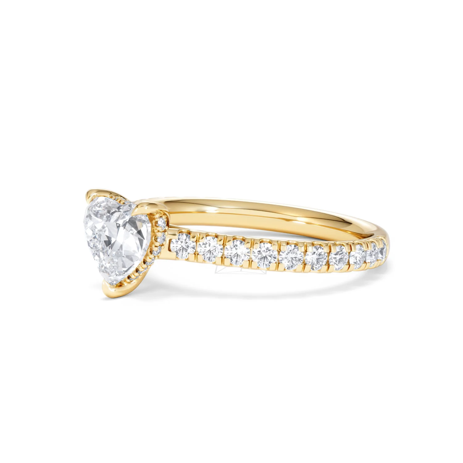Amora Heart 1.47ct Hidden Halo Lab Diamond Engagement Ring With Side Stones Set in 18K Gold - Image 77
