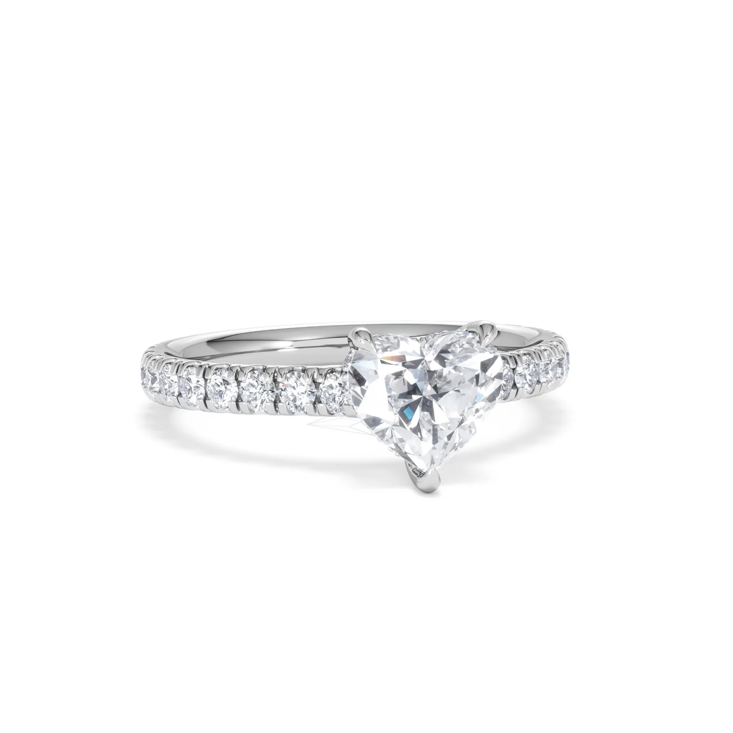 Amora Heart 1.47ct Hidden Halo Lab Diamond Engagement Ring With Side Stones Set in 18K Platinum - Image 11
