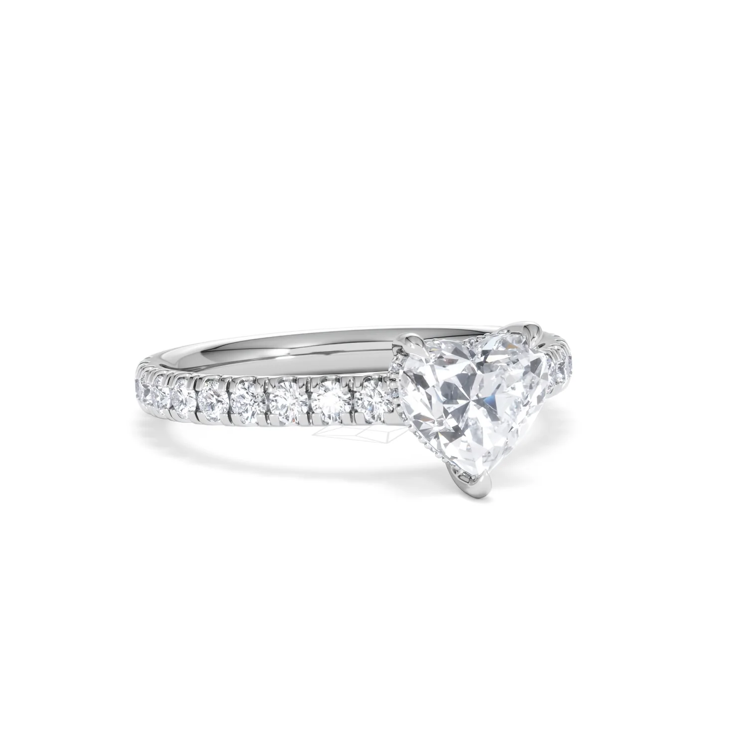 Amora Heart 1.47ct Hidden Halo Lab Diamond Engagement Ring With Side Stones Set in 18K Platinum - Image 13