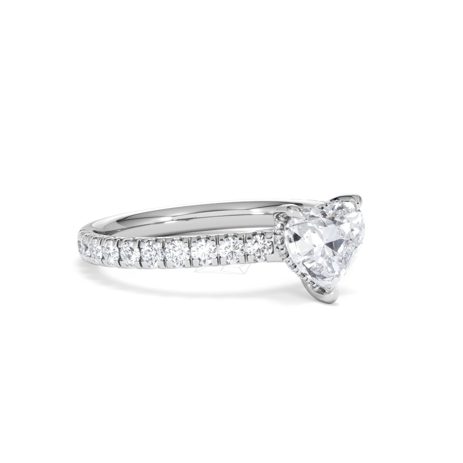 Amora Heart 1.47ct Hidden Halo Lab Diamond Engagement Ring With Side Stones Set in 18K Platinum - Image 16