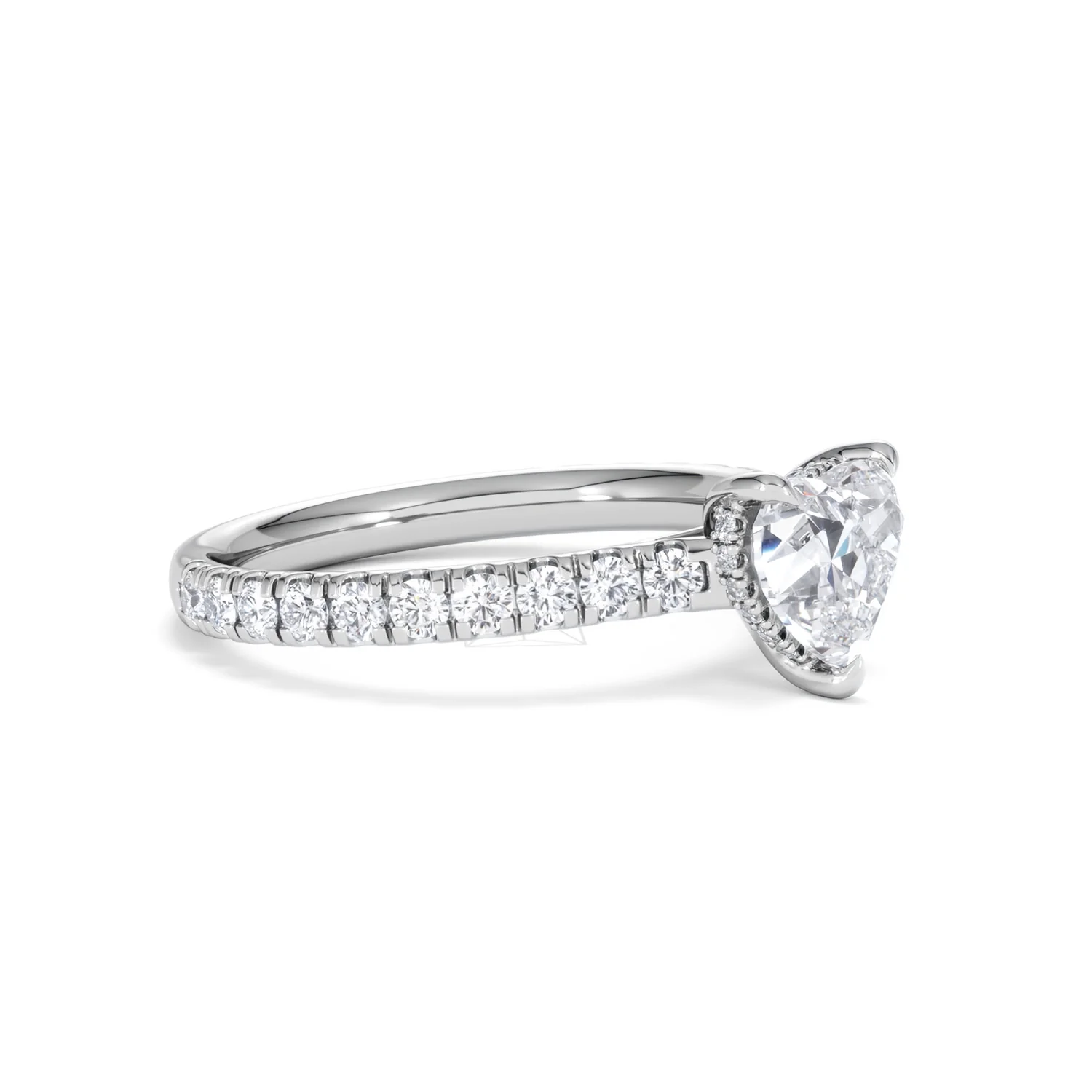 Amora Heart 1.47ct Hidden Halo Lab Diamond Engagement Ring With Side Stones Set in 18K Platinum - Image 19