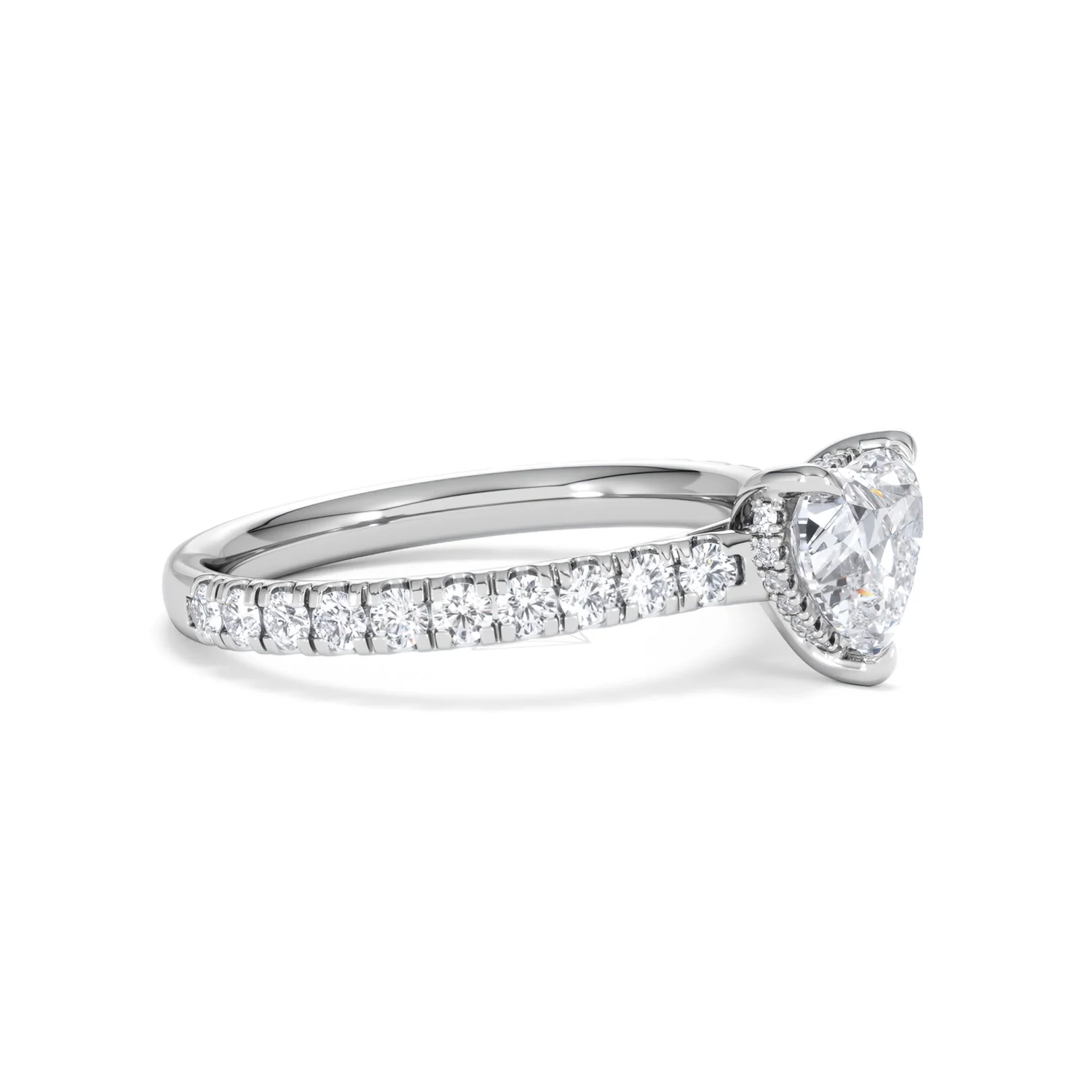 Amora Heart 1.47ct Hidden Halo Lab Diamond Engagement Ring With Side Stones Set in 18K Platinum - Image 21